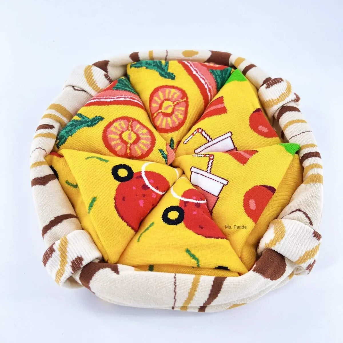Pizza Sock Set in Authentic Pizza Box – 4-Pack Novelty Crew Socks – Unique Gift Idea for Him and Her