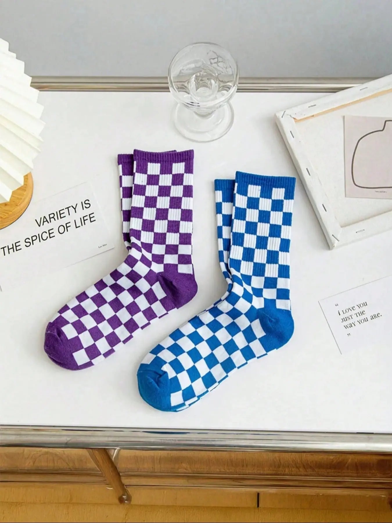 5 Pairs of Unisex Random Checkered Mid-Calf Socks, Sock Set, Minimalist, Stylish, Retro, Soft, Comfortable, Casual Daily Wear Socks, Suitable for Everyday Family Wear, Fall Sock Styles, Socks Men