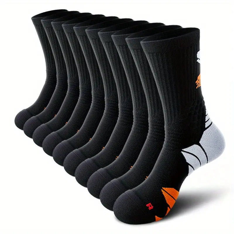 Men'S Preppy Striped Mid-Calf Crew Socks (5 Pairs) - Arch Support, Moisture-Absorbing, Sweat-Wicking, Injury-Preventing, Machine Washable, All-Season Menswear Socks, 2 White Red 2 White Yellow 1 White Blue, All Seasons