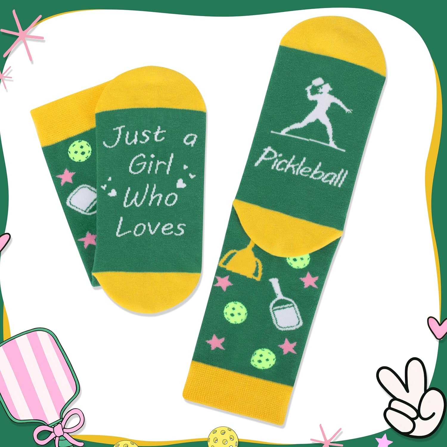 Pickleball Gifts for Women Pickleball Stuff Accessories for Girls Players | Pickleball 16OZ Glass Cup, Tote Bag, Makeup Bag, Bracelet, Funny Socks, Stickers Birthday Gifts for Sport Lovers & Players