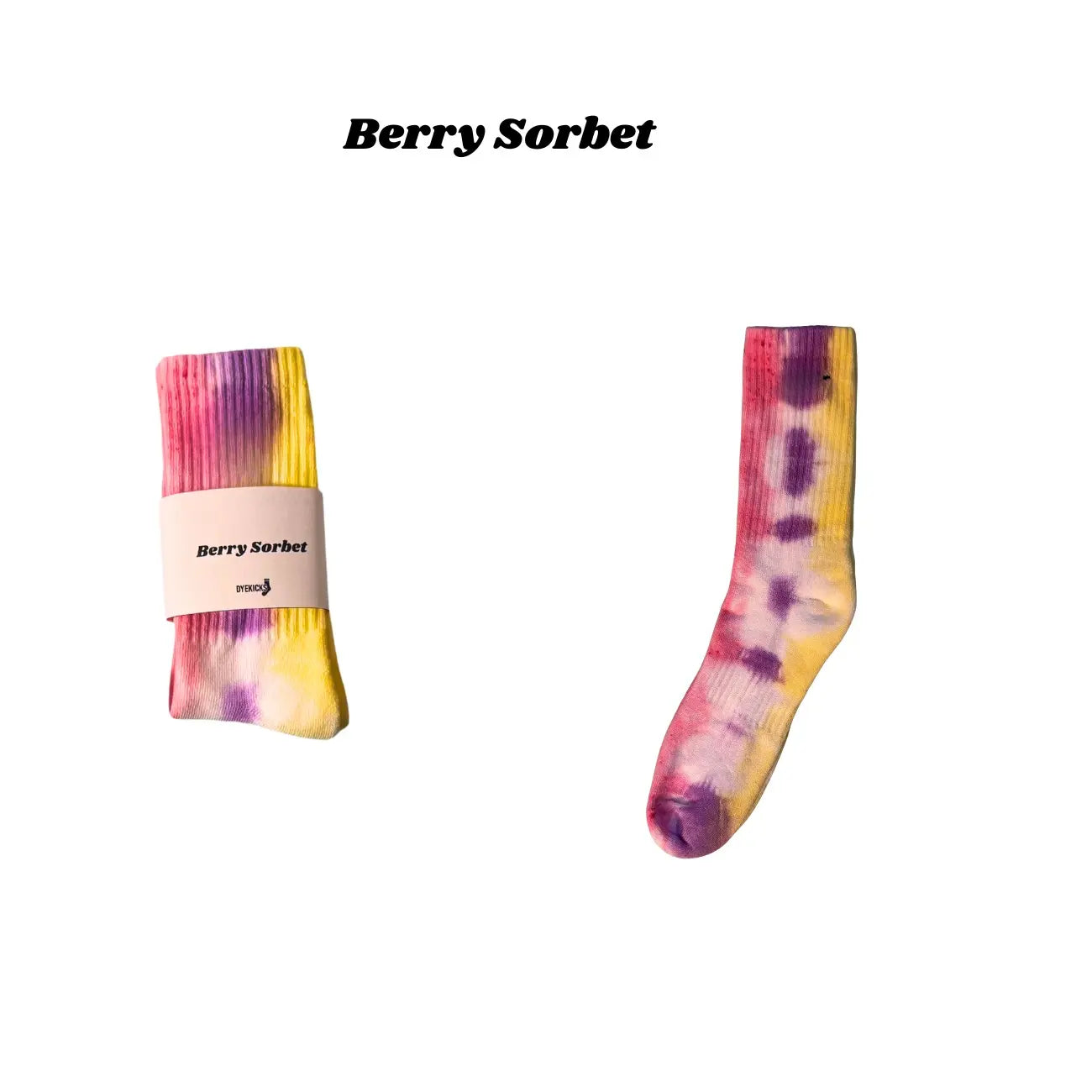 Max Tie-Dye Crew Socks Handmade Colorful & Aesthetic Cotton Socks Tropical Bloom Berry Sorbet Cotton Cloud Sunset Swirl Forest Trail Ocean Fade