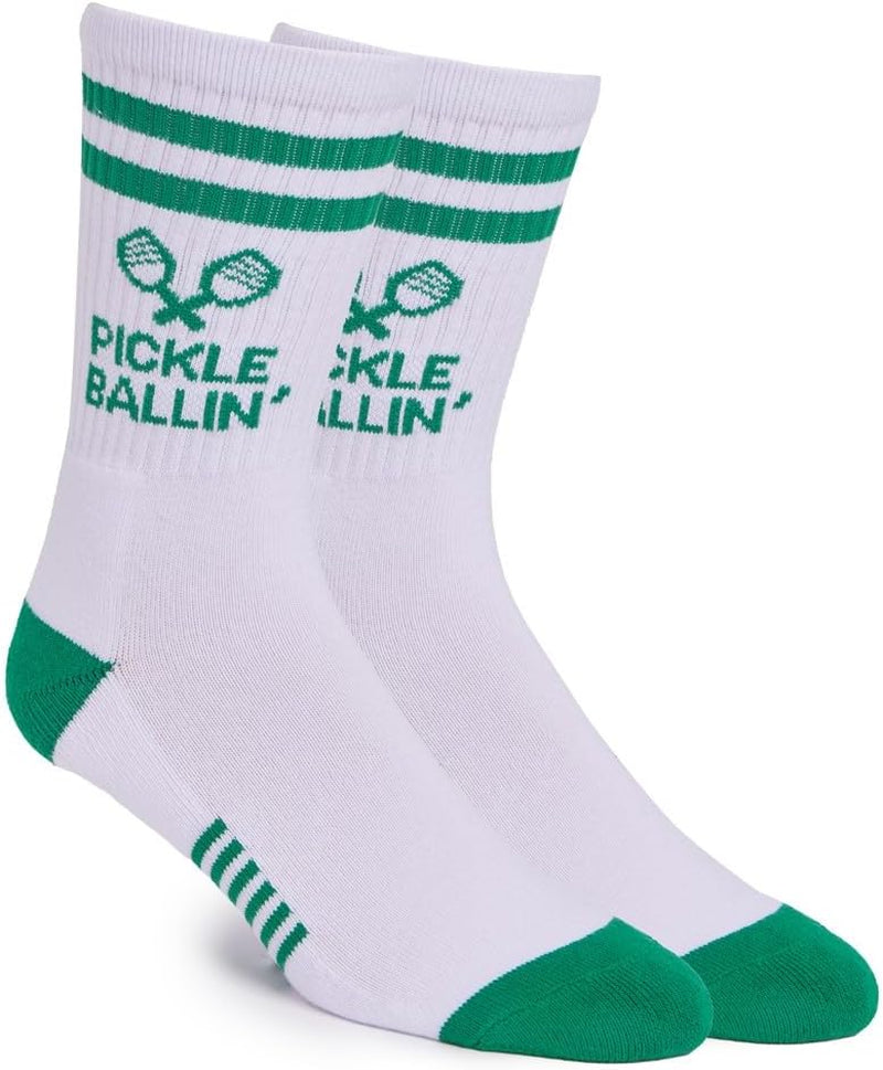 Performance Pickleball Crew Socks, Great Gift for Pickleball Lovers, Mens and Womens, One Size 8-13