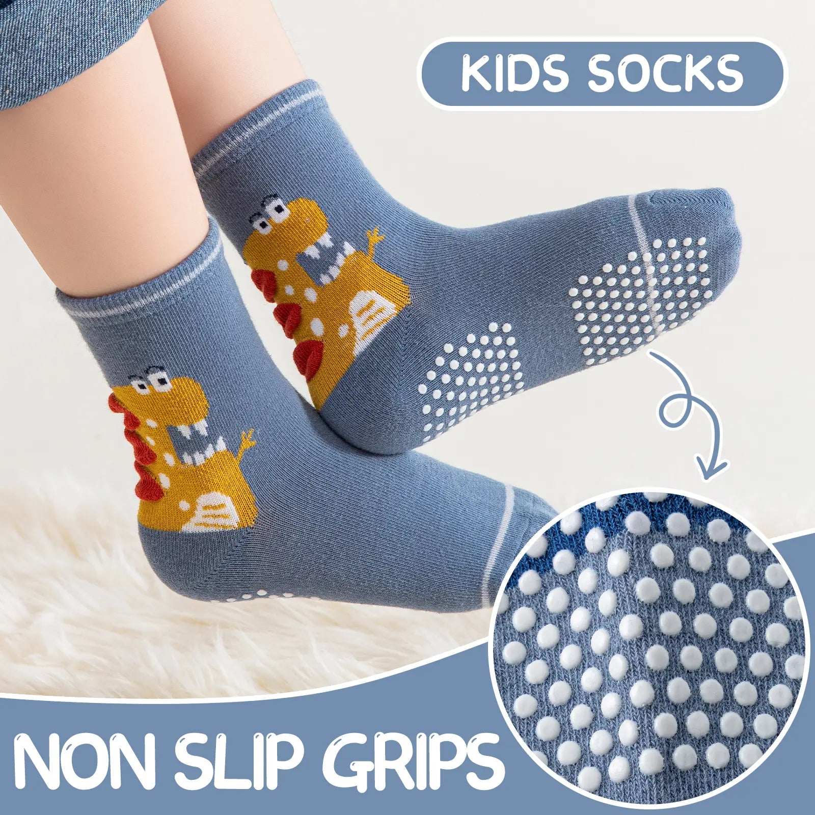 12 Pairs of Baby Boys Grips Socks Kids Toddlers Infants Non Slip/Anti Skid Crew Cotton Socks