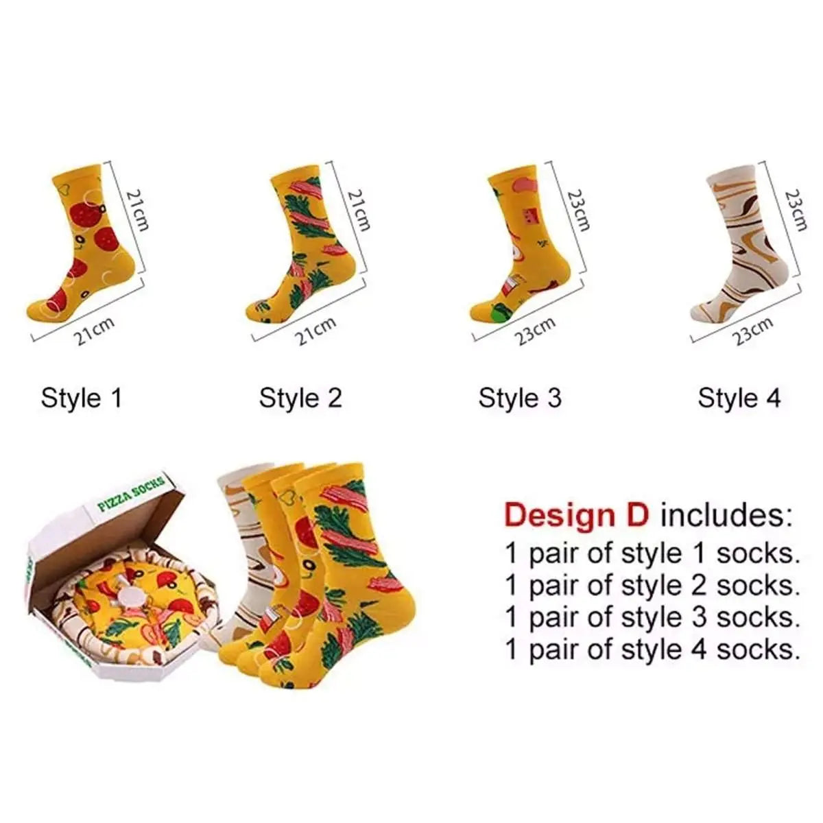 Pizza Sock Set in Authentic Pizza Box – 4-Pack Novelty Crew Socks – Unique Gift Idea for Him and Her