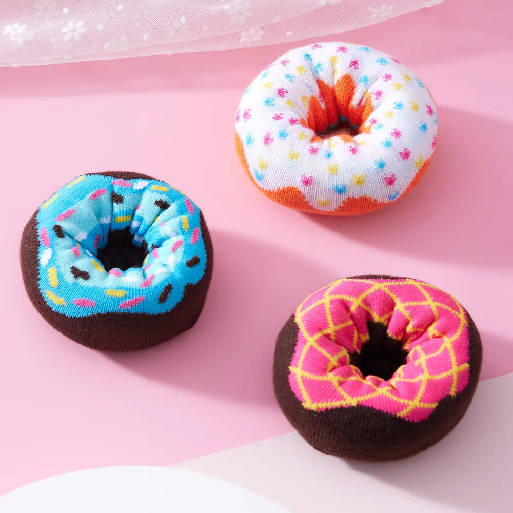 Unisex Crew Socks 3-Pair Gift Box, Novelty Donut & Candy Pattern with a Fun Twist, Soft Breathable Fabric for All-Season Wear, Birthday, Thanksgiving, Chinese New Year Outfit Love, Fantasy, Valentines Day, Vibrant, Graphic Womenswear Fashion, Foldable, Ch