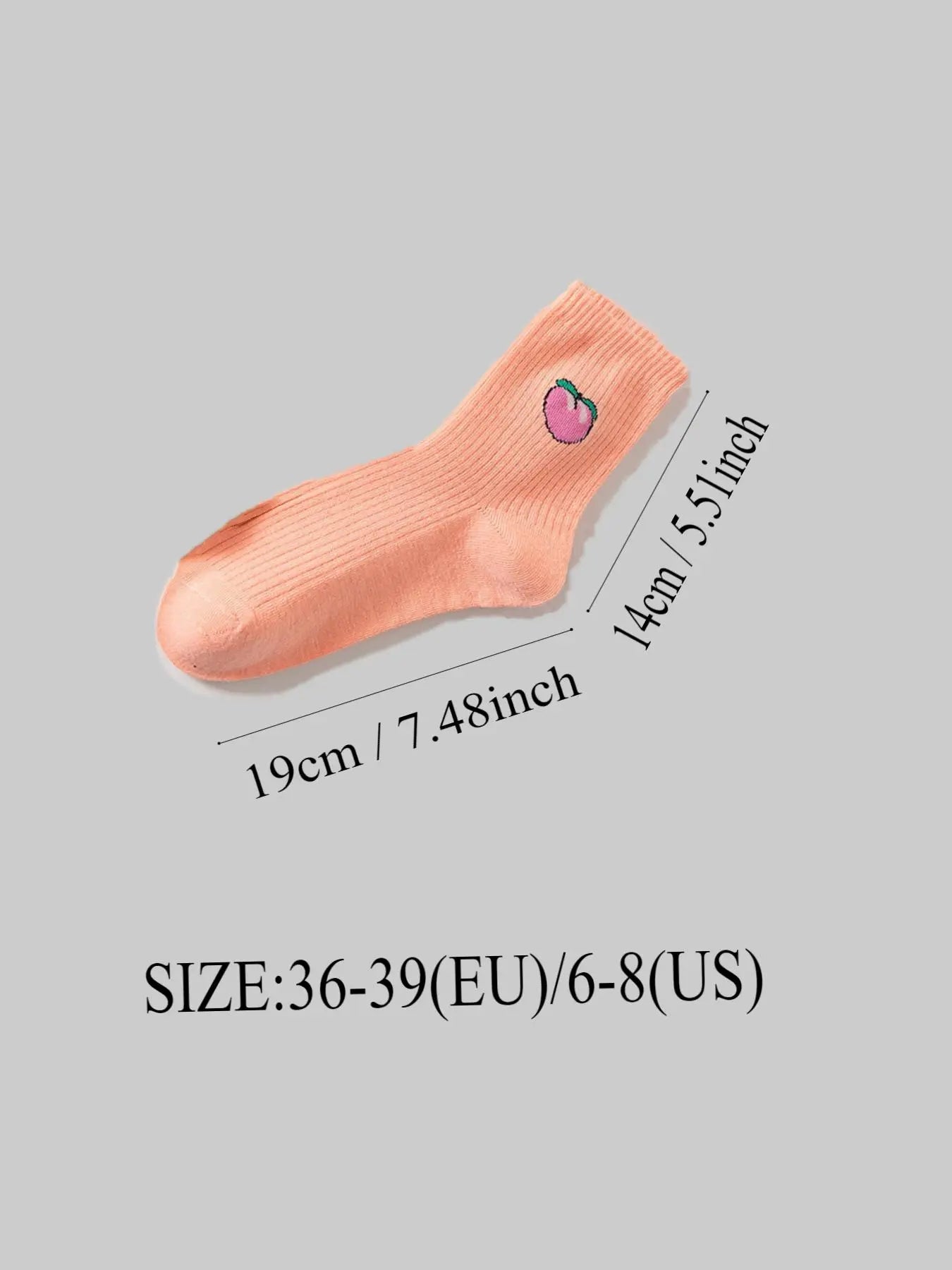 Women'S Cute Fruit Print Crew Socks, Soft Comfy Breathable Mid Tube Socks for Women, Multipack Knitted Socks, Women'S Socks & Hosiery