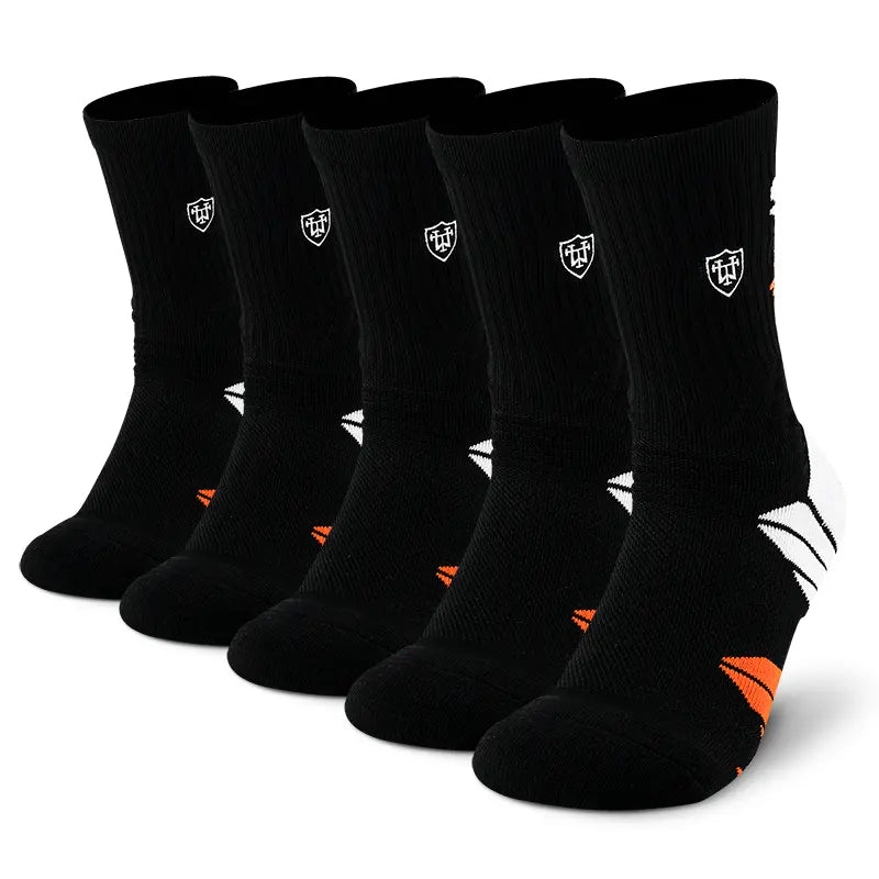 Men'S Preppy Striped Mid-Calf Crew Socks (5 Pairs) - Arch Support, Moisture-Absorbing, Sweat-Wicking, Injury-Preventing, Machine Washable, All-Season Menswear Socks, 2 White Red 2 White Yellow 1 White Blue, All Seasons
