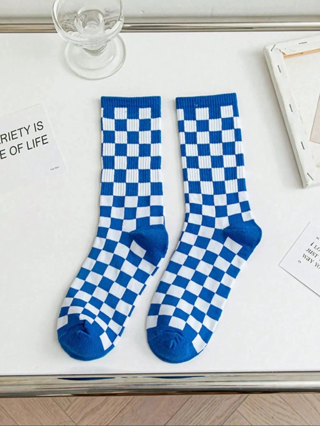 5 Pairs of Unisex Random Checkered Mid-Calf Socks, Sock Set, Minimalist, Stylish, Retro, Soft, Comfortable, Casual Daily Wear Socks, Suitable for Everyday Family Wear, Fall Sock Styles, Socks Men