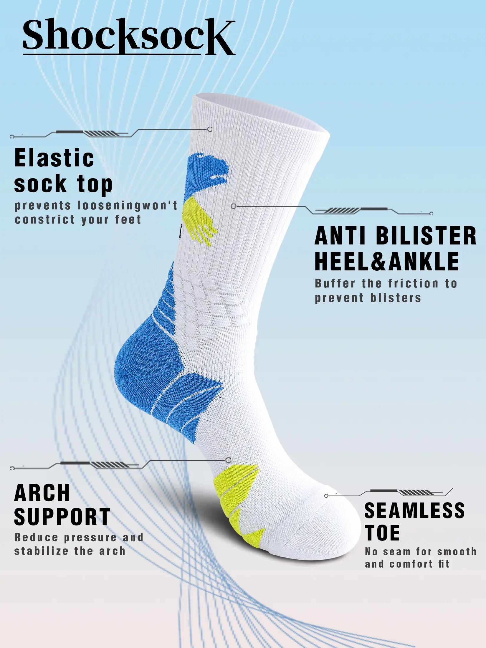 Men'S Preppy Striped Mid-Calf Crew Socks (5 Pairs) - Arch Support, Moisture-Absorbing, Sweat-Wicking, Injury-Preventing, Machine Washable, All-Season Menswear Socks, 2 White Red 2 White Yellow 1 White Blue, All Seasons