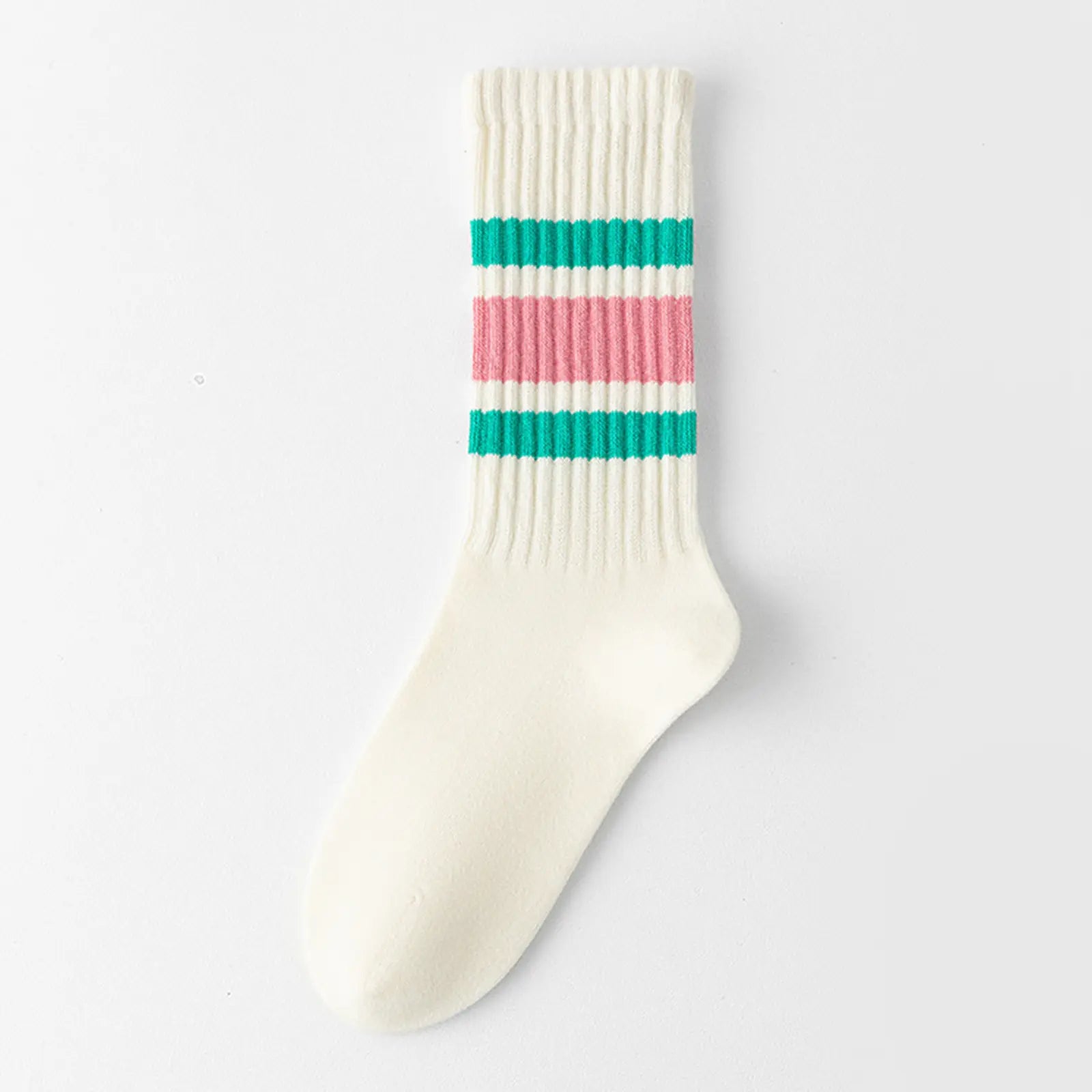 Fun Novelty Retro Striped Crew Socks for Women Sporty Calf Casual Cotton Tube Socks Women 3 Pairs Natural 88% Cotton Crew Socks - Seamless, Breathable, Cozy Spring and Summer Socks for Women 5.5~10.5