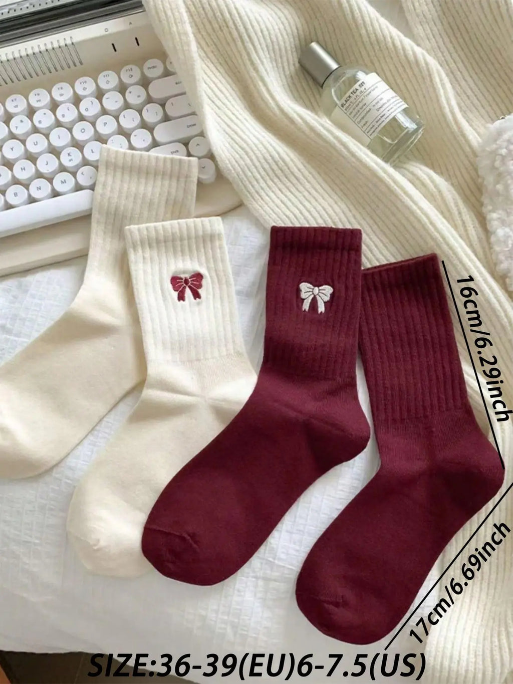 Women'S 5 Pairs Colorblock Stripped & Star Print Crew Socks, Sock Set, Casual Stylish Socks, Casual Moisture Wicking Socks, Soft Comfy Breathable Socks for All Seasons Daily Wear