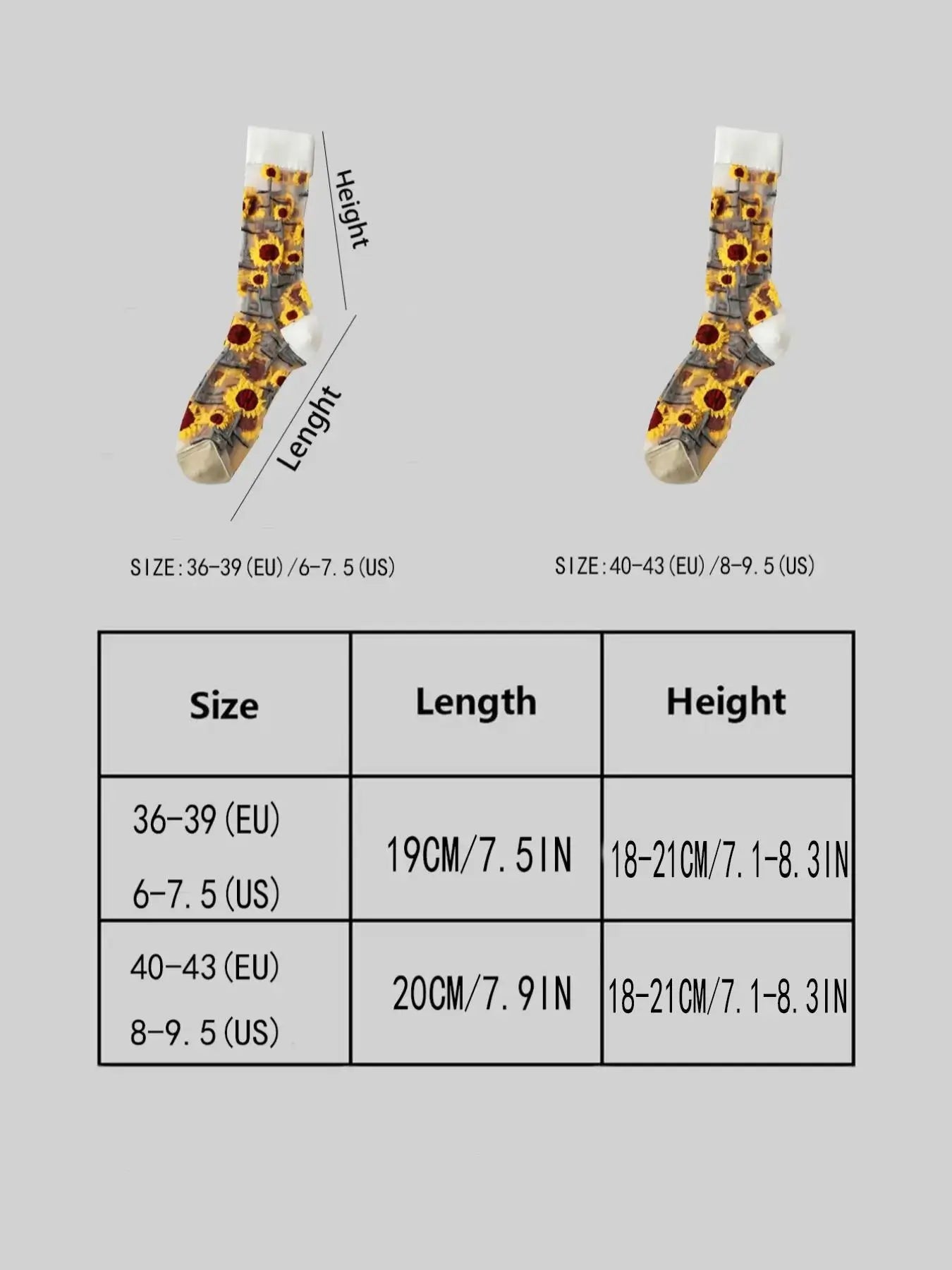 Women'S 4 Pairs Floral Print Sheer Crew Socks, Fashion Casual Comfy Breathable Socks for Daily Outdoor Wear, Socks for All Seasons