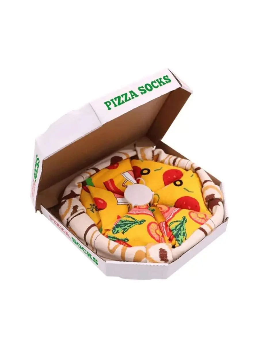 Pizza Sock Set in Authentic Pizza Box – 4-Pack Novelty Crew Socks – Unique Gift Idea for Him and Her