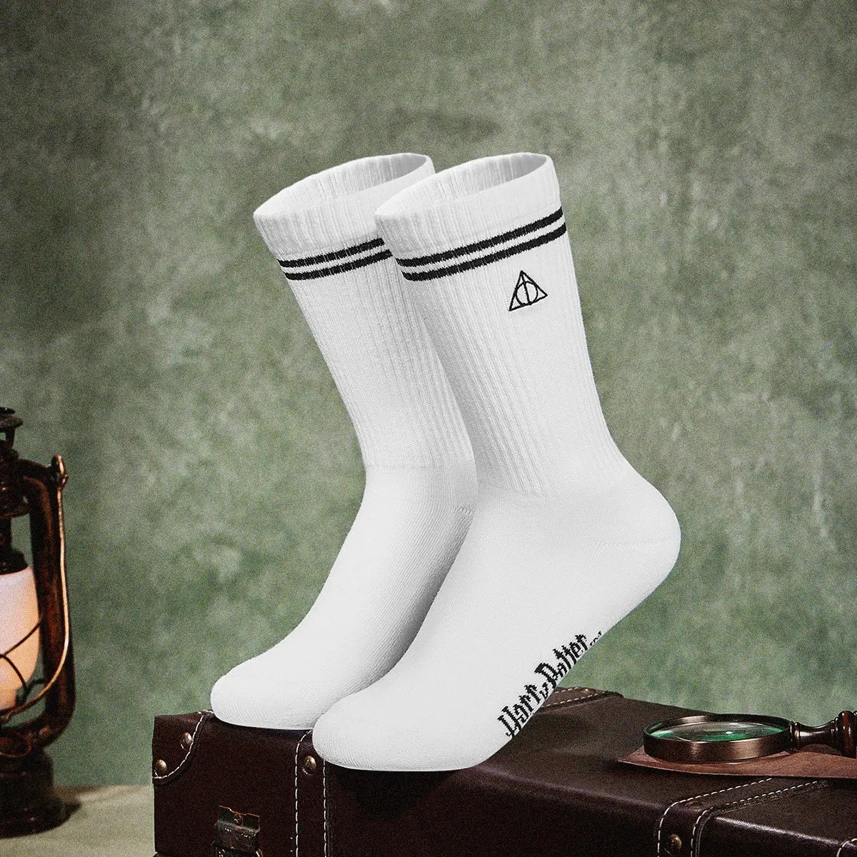 GLOWMODE X Harry Potter 2-Pack Soft Comfy Jacquard Embroidered Anti-Chafing Cotton Blend Crew Socks & Ankle Socks Set Daily Casual