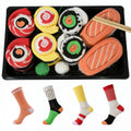 Unisex Crew Socks - 4-Pair Set with Trendy Sushi Design, Soft and Breathable for Everyday Comfort and Festive Occasions, Ideal Gift for Women, Birthdays, Thanksgiving, and Parties