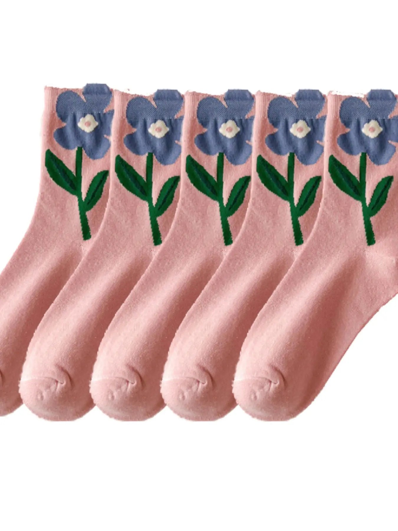 Women'S Floral Print Crew Socks, Fashion Casual Comfy Socks for Daily Outdoor Wear, Ladies Socks for All Seasons, Socks for Women, Womenswear, Colorblock Crew Socks