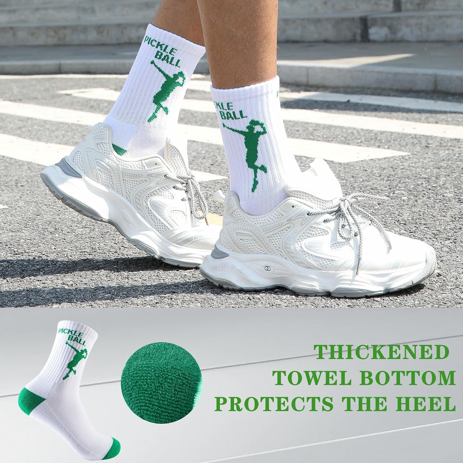 Pickleball Crew Socks, Pickleball Outfit and Funny Socks for Women and Men.