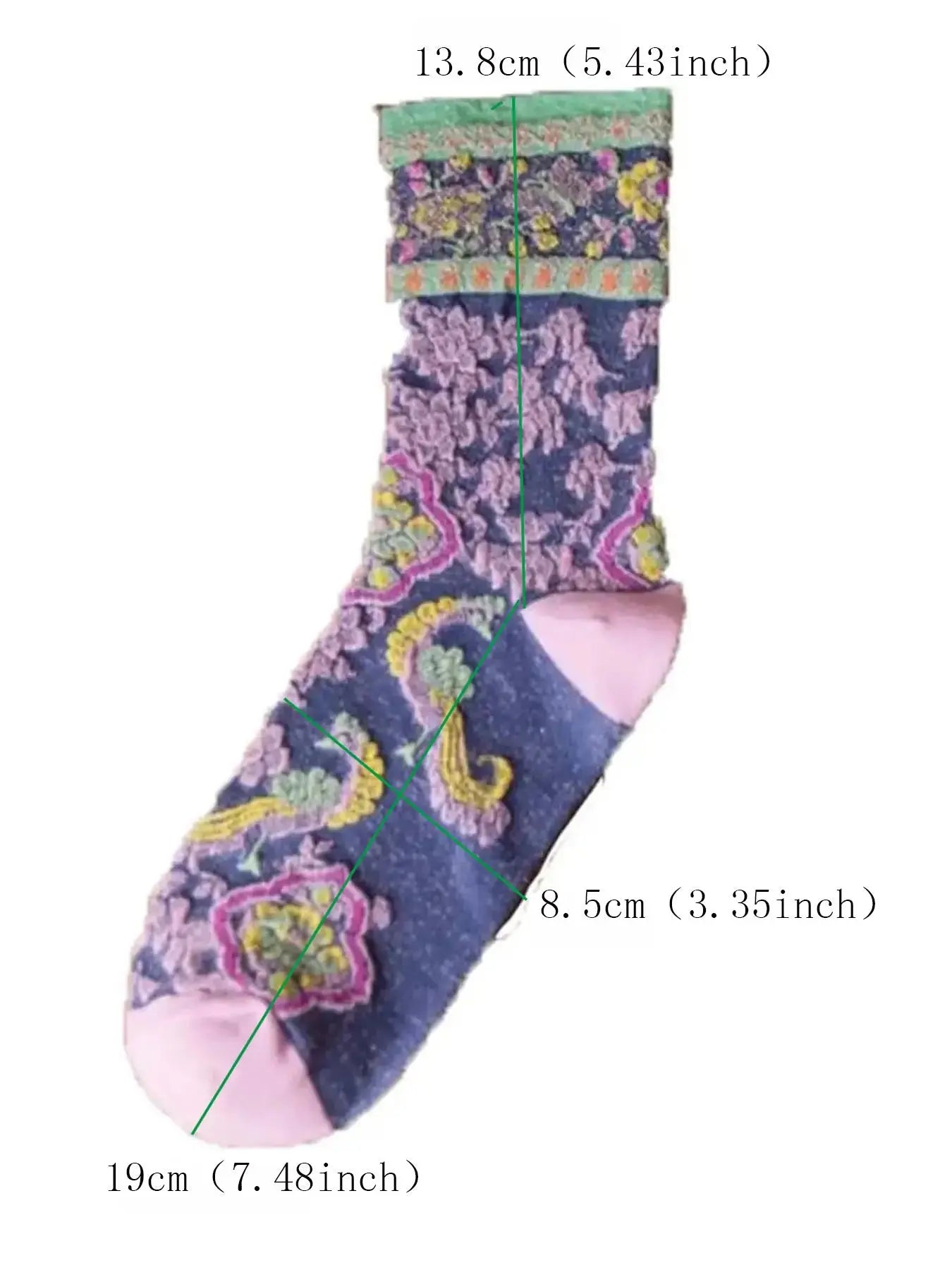 Women'S 5 Pairs Multicolored Floral Jacquard Crew Socks, Fashion Casual Comfy Mid Calf Socks for Daily Outdoor Wear, Women Hosiery for Fall & Winter