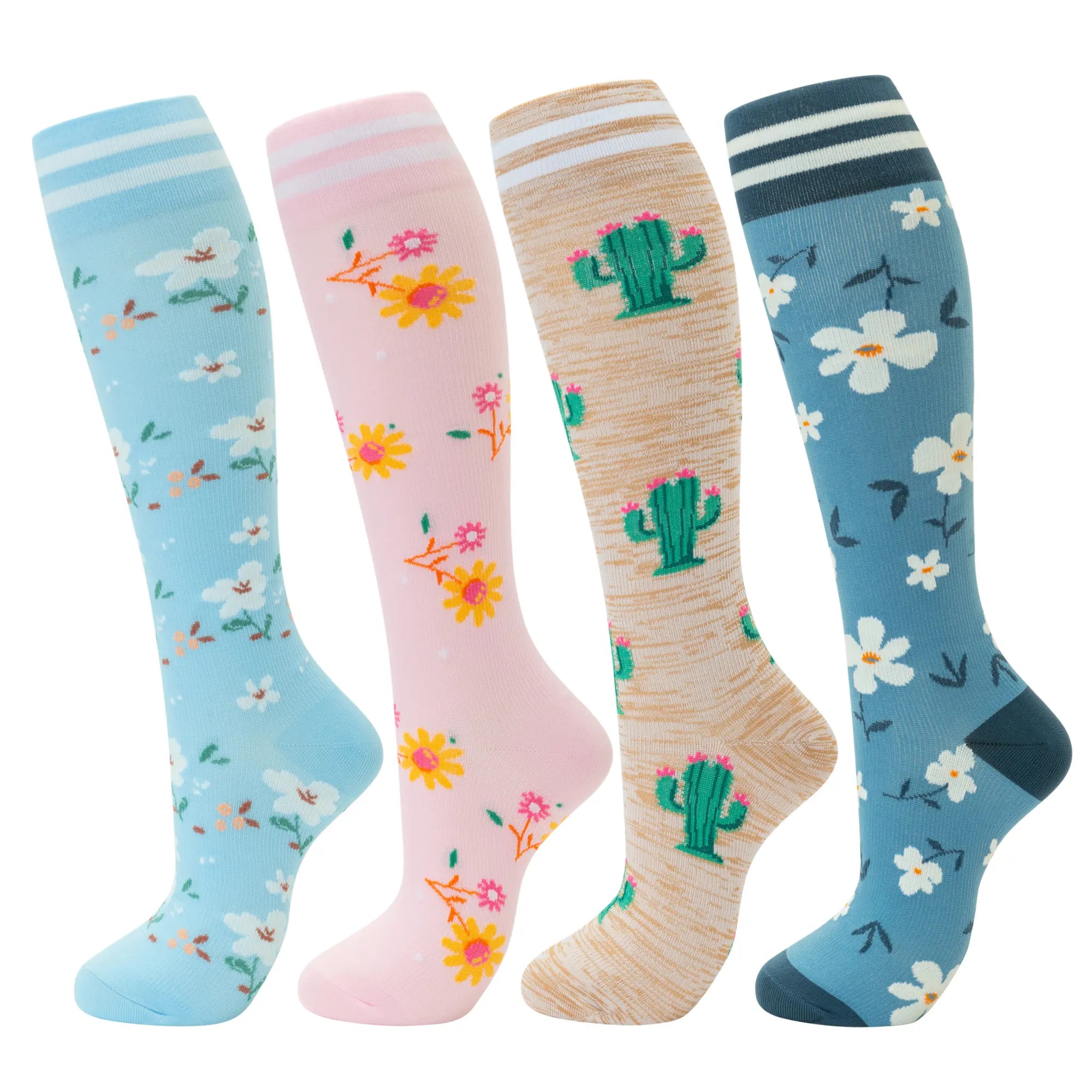 4 Pack Cute Colorful Fruit Compression Socks for Women and Men, 15-20Mmhg Graduated Compression for Running, Hiking, Fitness, Workout Outdoorfun