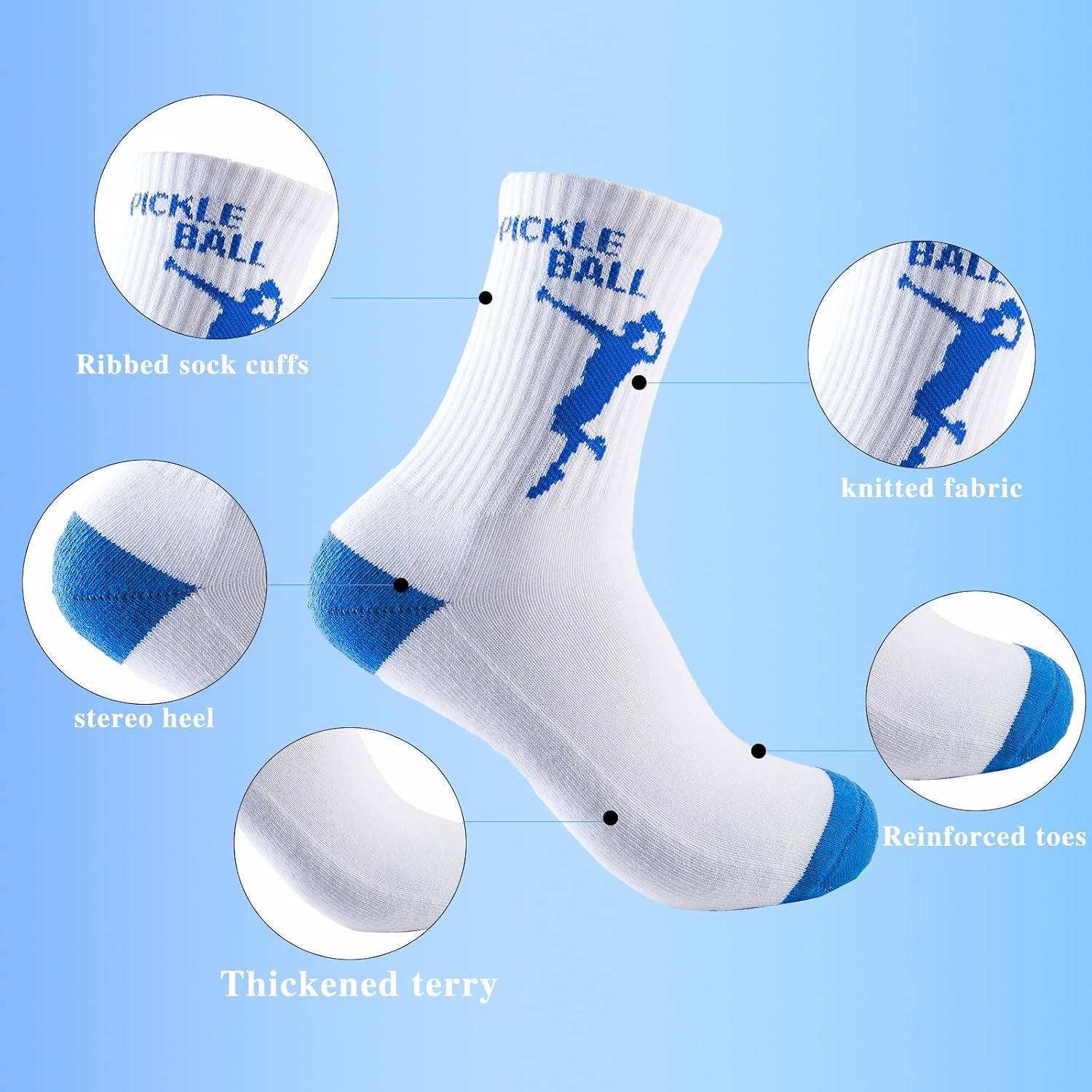 Pickleball Crew Socks, Pickleball Outfit and Funny Socks for Women and Men.