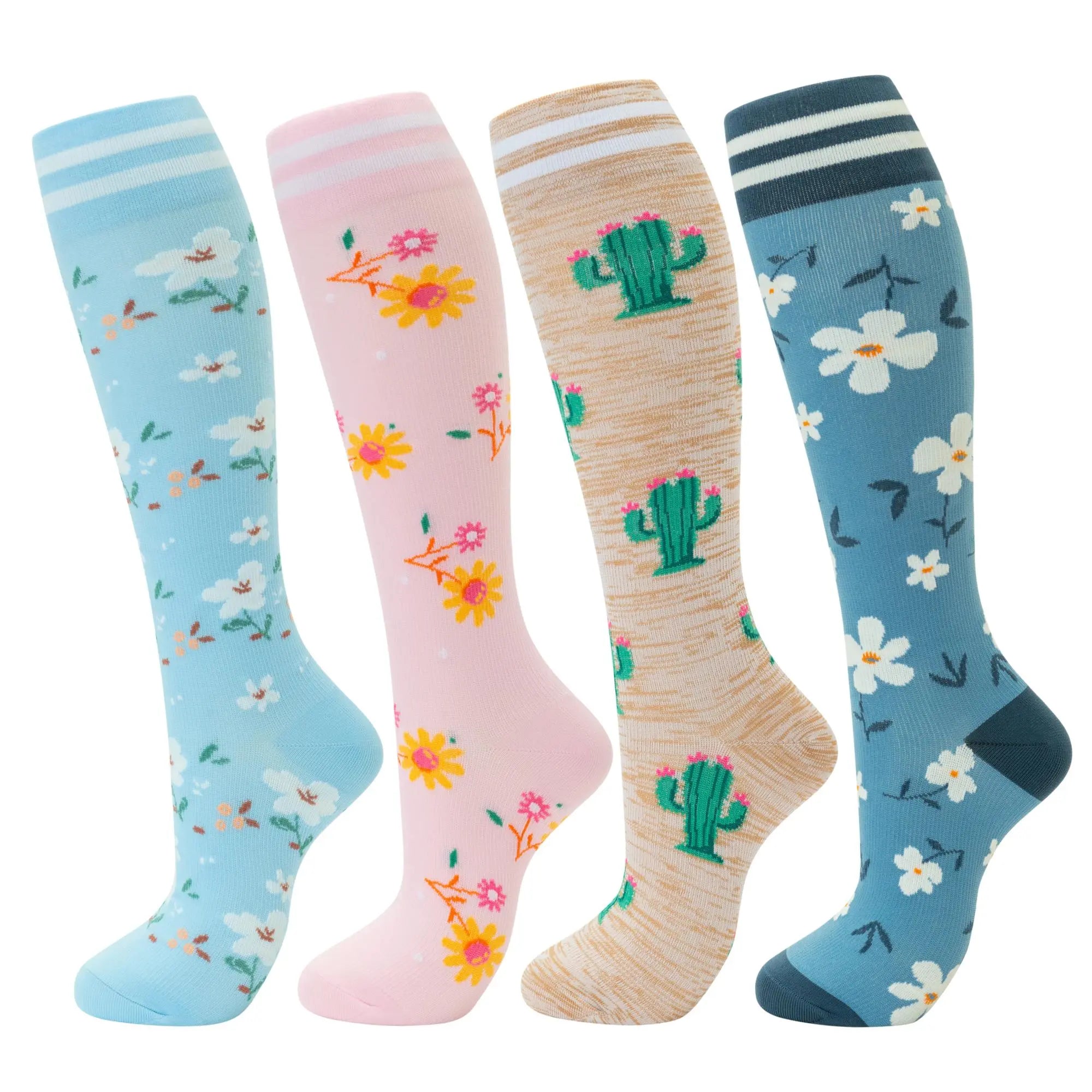 4 Pack Cute Colorful Fruit Compression Socks for Women and Men, 15-20Mmhg Graduated Compression for Running, Hiking, Fitness, Workout Outdoorfun
