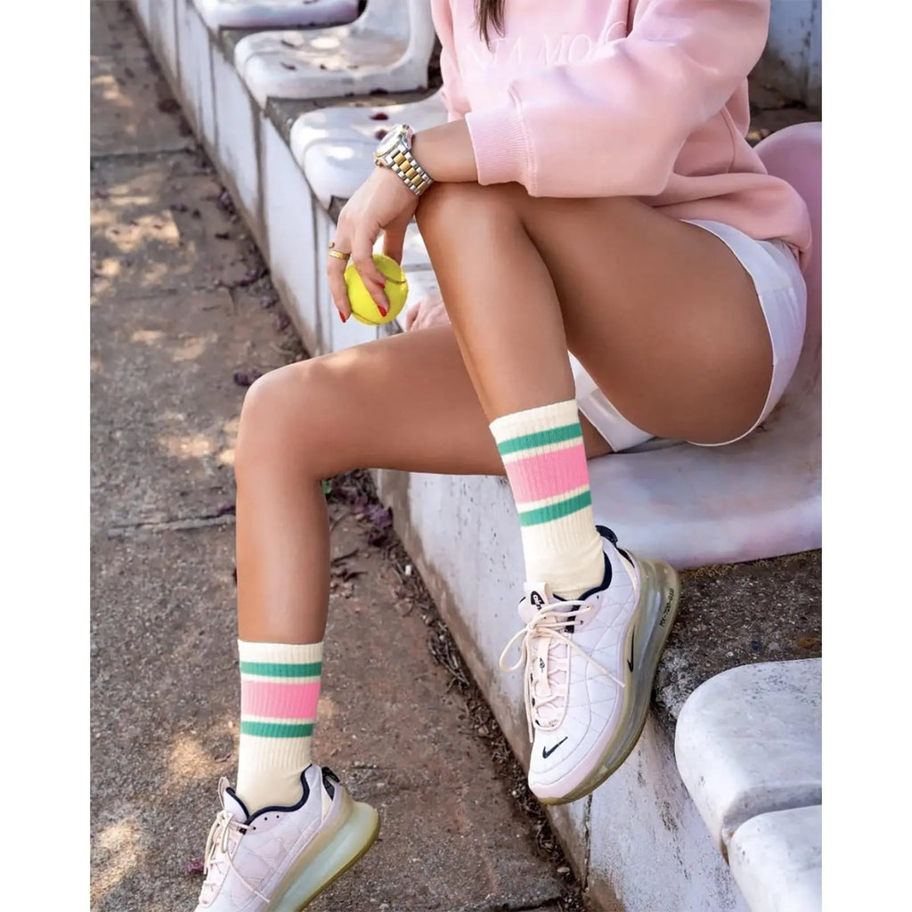 Fun Novelty Retro Striped Crew Socks for Women Sporty Calf Casual Cotton Tube Socks Women 3 Pairs Natural 88% Cotton Crew Socks - Seamless, Breathable, Cozy Spring and Summer Socks for Women 5.5~10.5