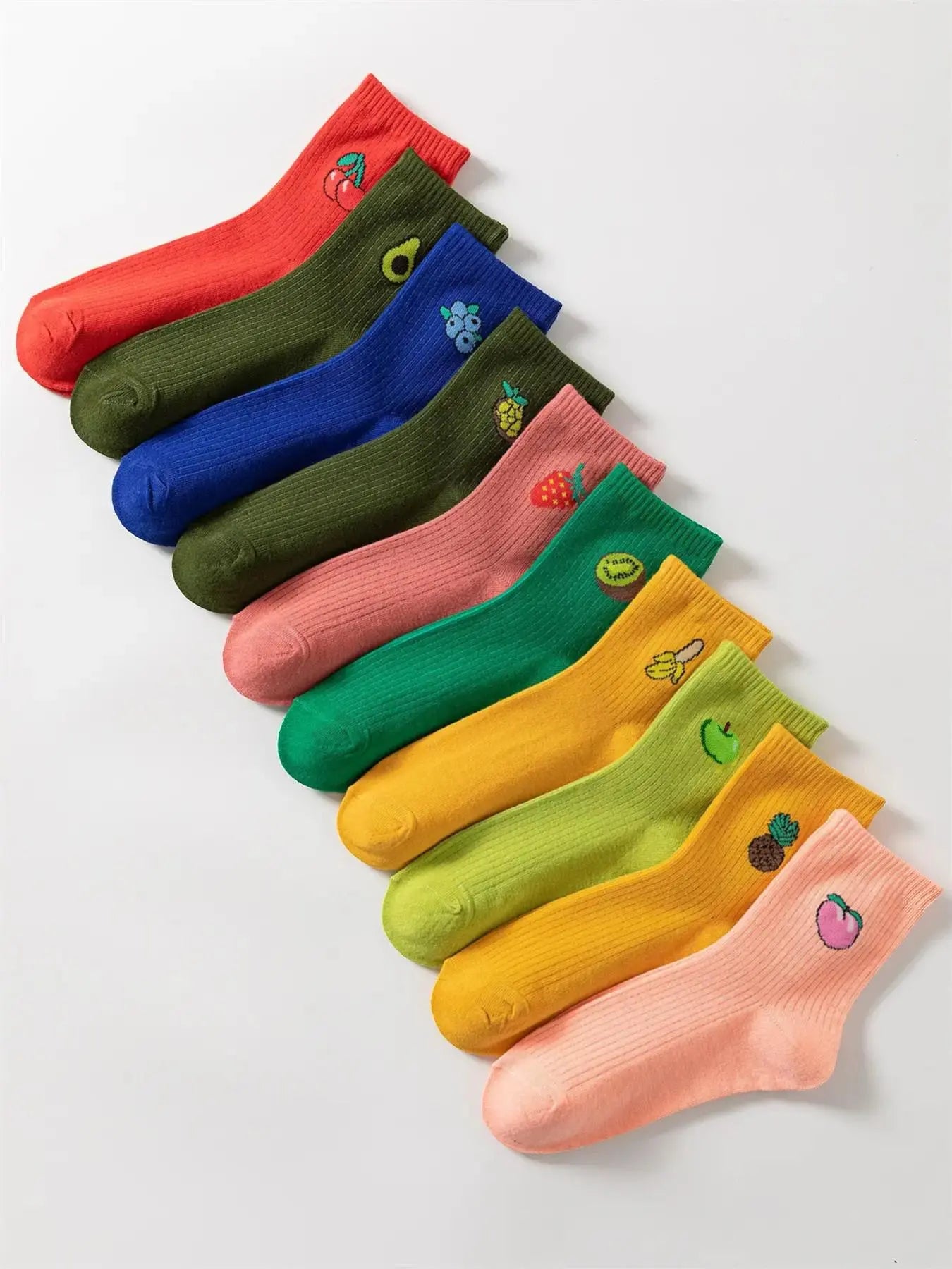 Women'S Cute Fruit Print Crew Socks, Soft Comfy Breathable Mid Tube Socks for Women, Multipack Knitted Socks, Women'S Socks & Hosiery