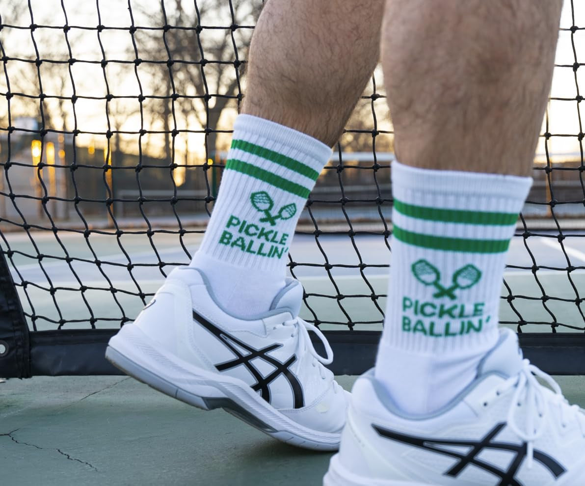 Performance Pickleball Crew Socks, Great Gift for Pickleball Lovers, Mens and Womens, One Size 8-13