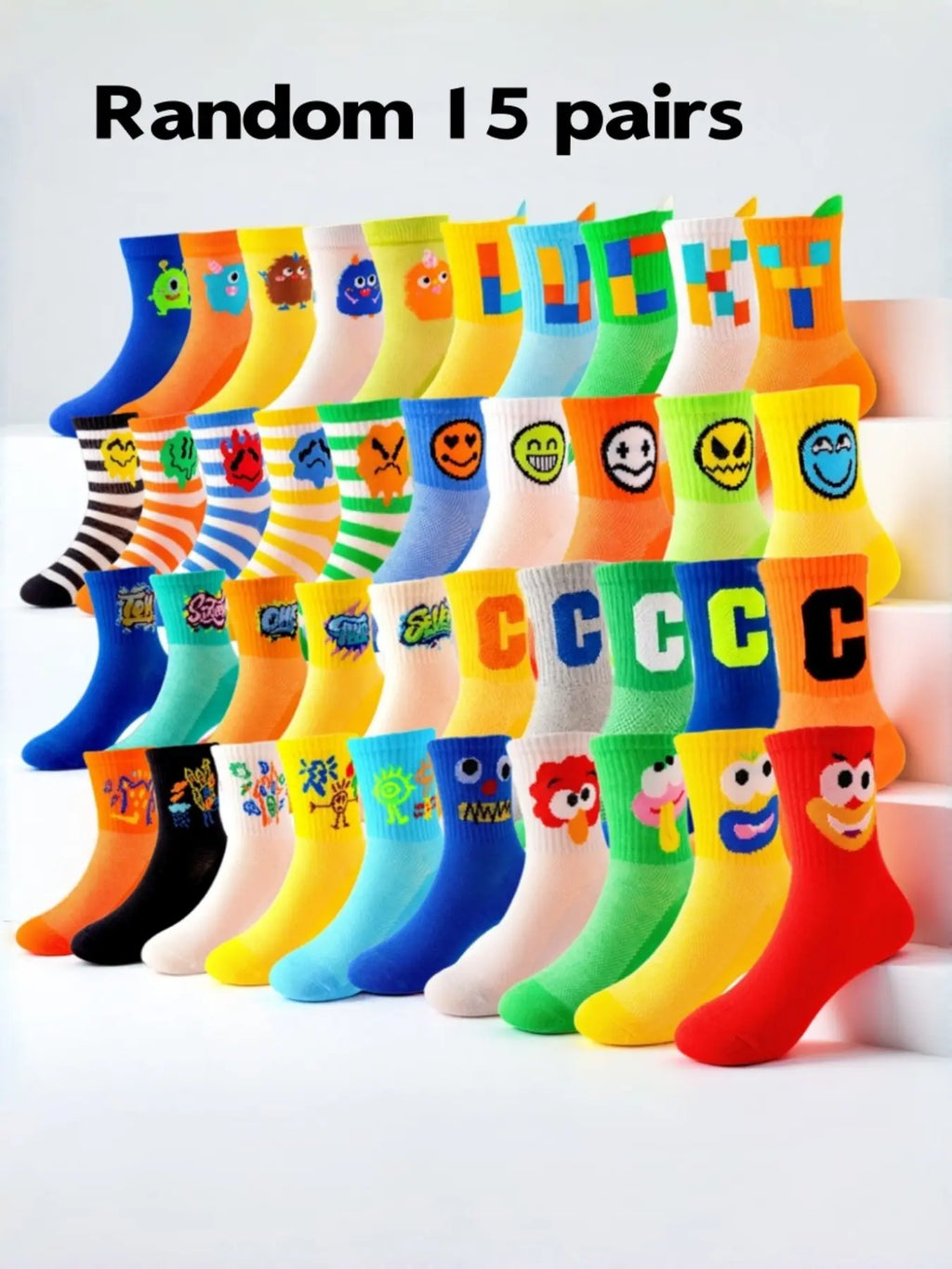 Random 10/15 Pairs Boys' Sports Socks, Elastic Socks, Spring & Fall Breathable Thin Socks, Casual Stylish Socks, Cute Cartoon Children Kids Socks, Comfortable Soft, Holiday Gift
