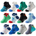 12 Pairs Baby Boys Toddlers Grips Socks Kids Non Slip anti Skid Ankle Cotton No Show Socks with Grippers Shark Socks