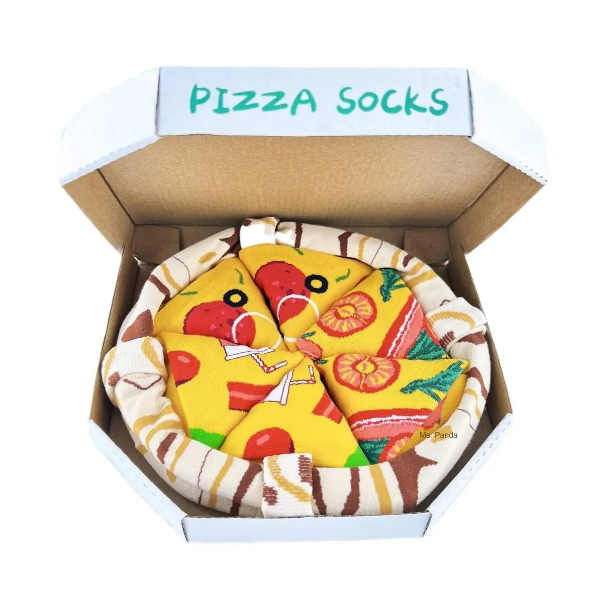 Pizza Sock Set in Authentic Pizza Box – 4-Pack Novelty Crew Socks – Unique Gift Idea for Him and Her