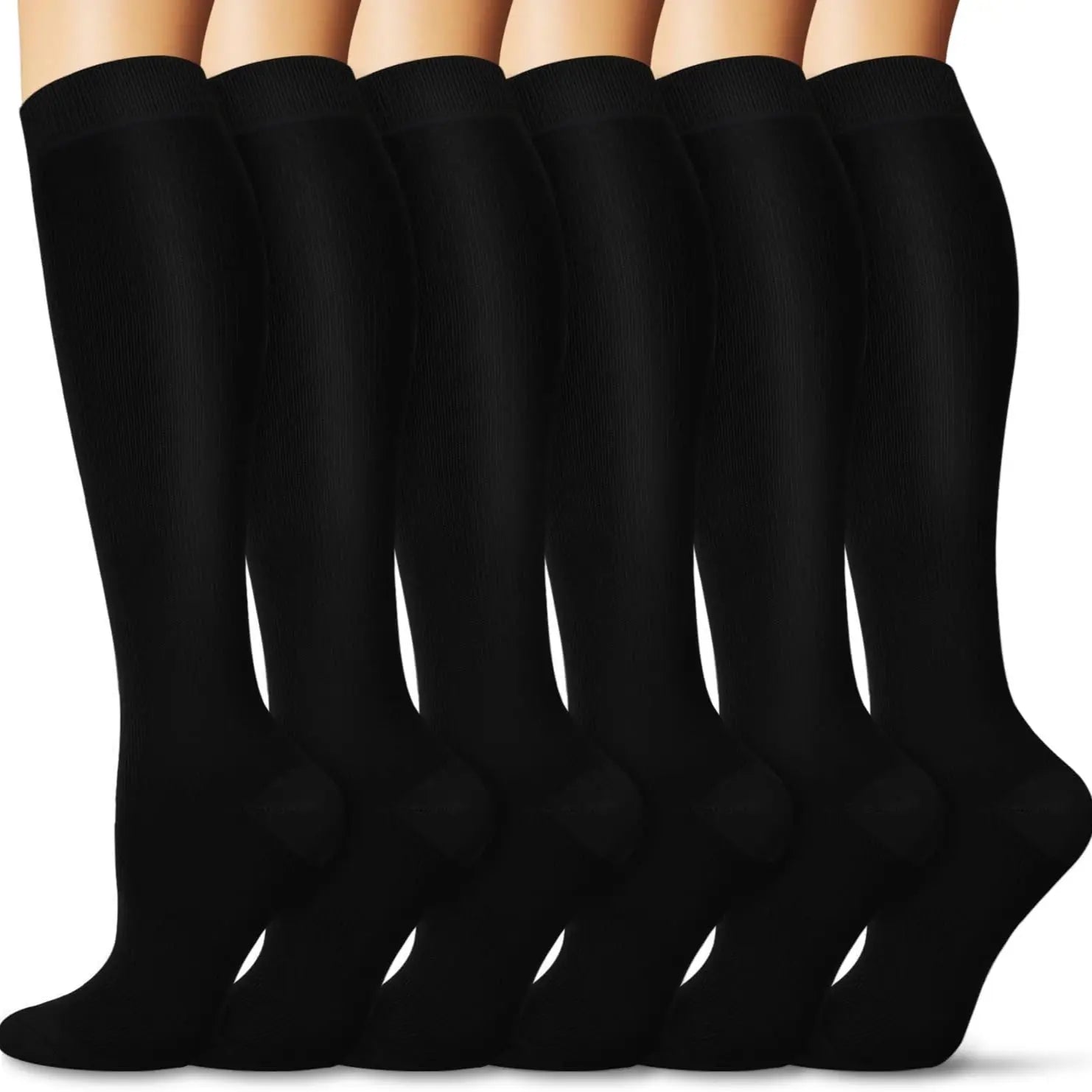 Tinylemon 6 Pairs Compression Socks for Women Men, 15-20 Mmhg Knee High Support Socks, Breathable Printed & Solid Socks for Nurses, Travel & Standing All Day