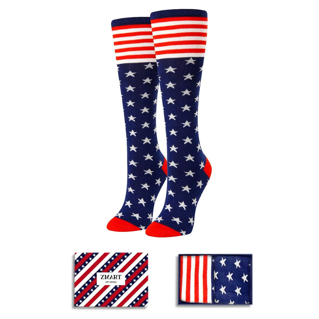 Zmart Red and White Striped Socks American Flag Socks 4Th of July Socks Patriotic Socks, Patriots Gifts for Women American Flag Gifts Citizenship Gifts