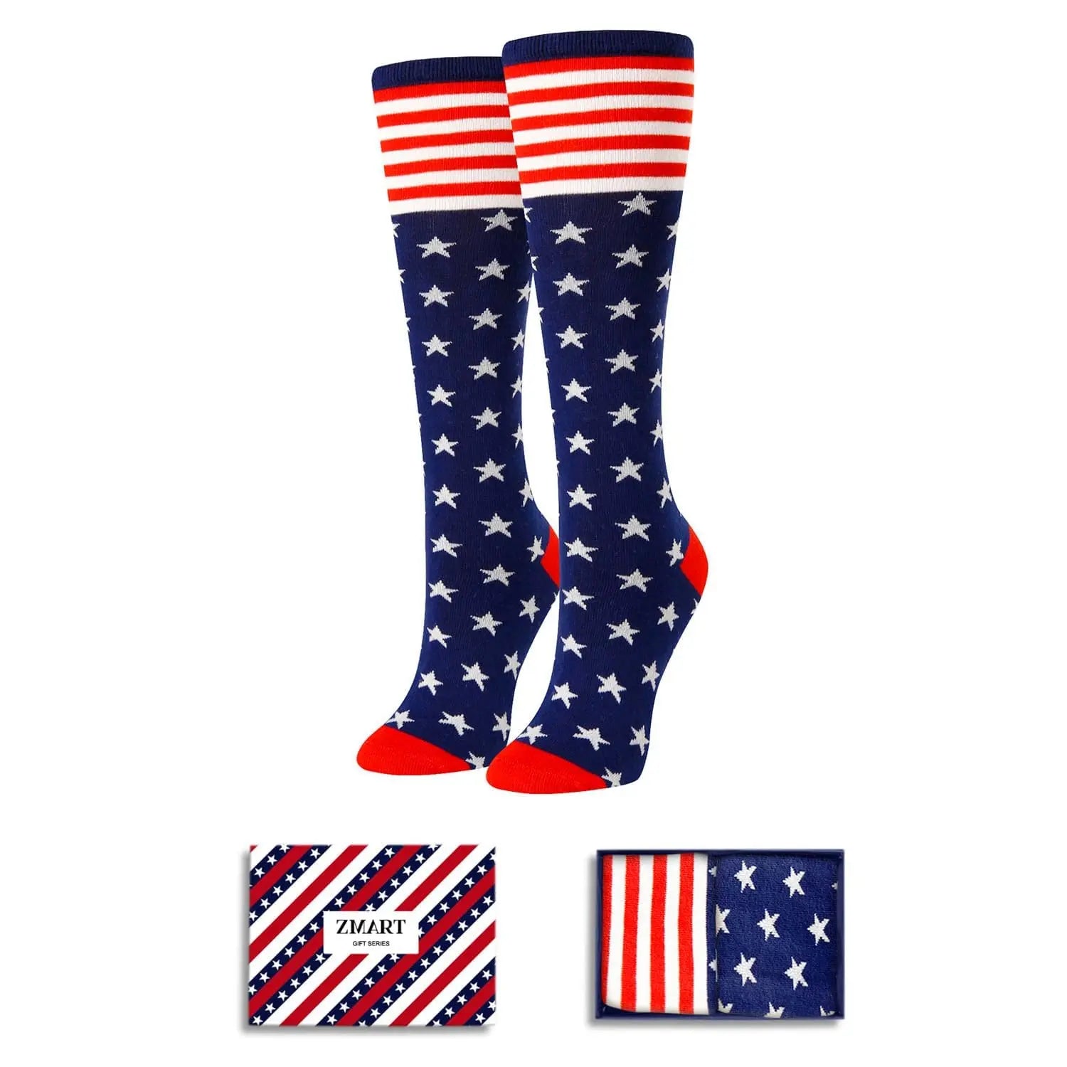Zmart Red and White Striped Socks American Flag Socks 4Th of July Socks Patriotic Socks, Patriots Gifts for Women American Flag Gifts Citizenship Gifts