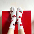 Happy to Socks Unisex Mid-Calf Socks, European & American Trendy Thick-Soled Lip Socks, Ideal Couple Gift