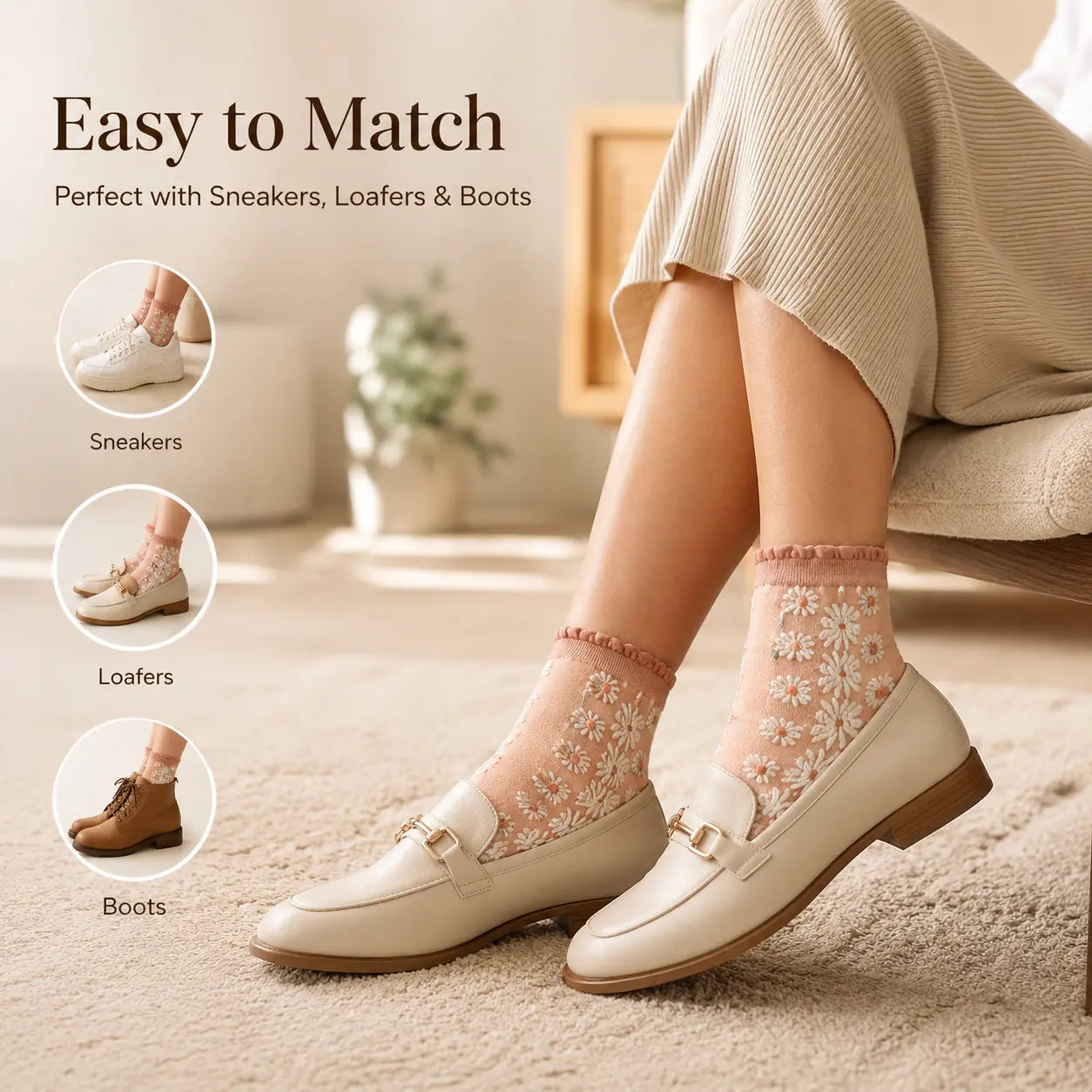 10 Pairs Womens Floral Socks, Spring Socks, Vintage Embroidered Floral Design, Comfortable Ankle Ruffled Socks for Women, Mother'S Day Gift