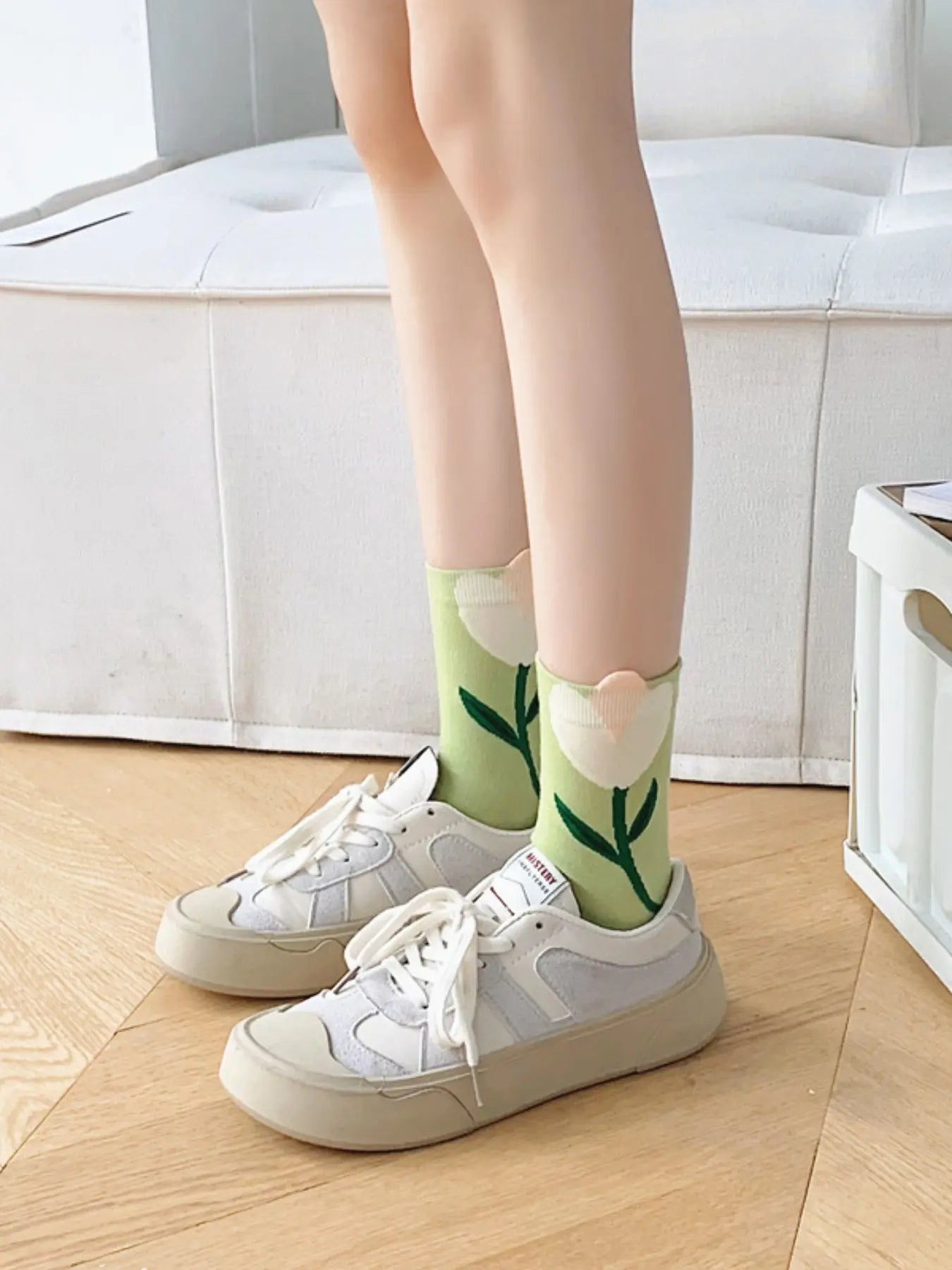 Women'S Floral Print Crew Socks, Fashion Casual Comfy Socks for Daily Outdoor Wear, Ladies Socks for All Seasons, Socks for Women, Womenswear, Colorblock Crew Socks