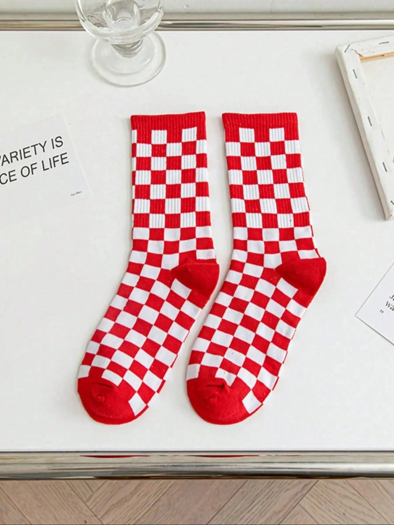 5 Pairs of Unisex Random Checkered Mid-Calf Socks, Sock Set, Minimalist, Stylish, Retro, Soft, Comfortable, Casual Daily Wear Socks, Suitable for Everyday Family Wear, Fall Sock Styles, Socks Men