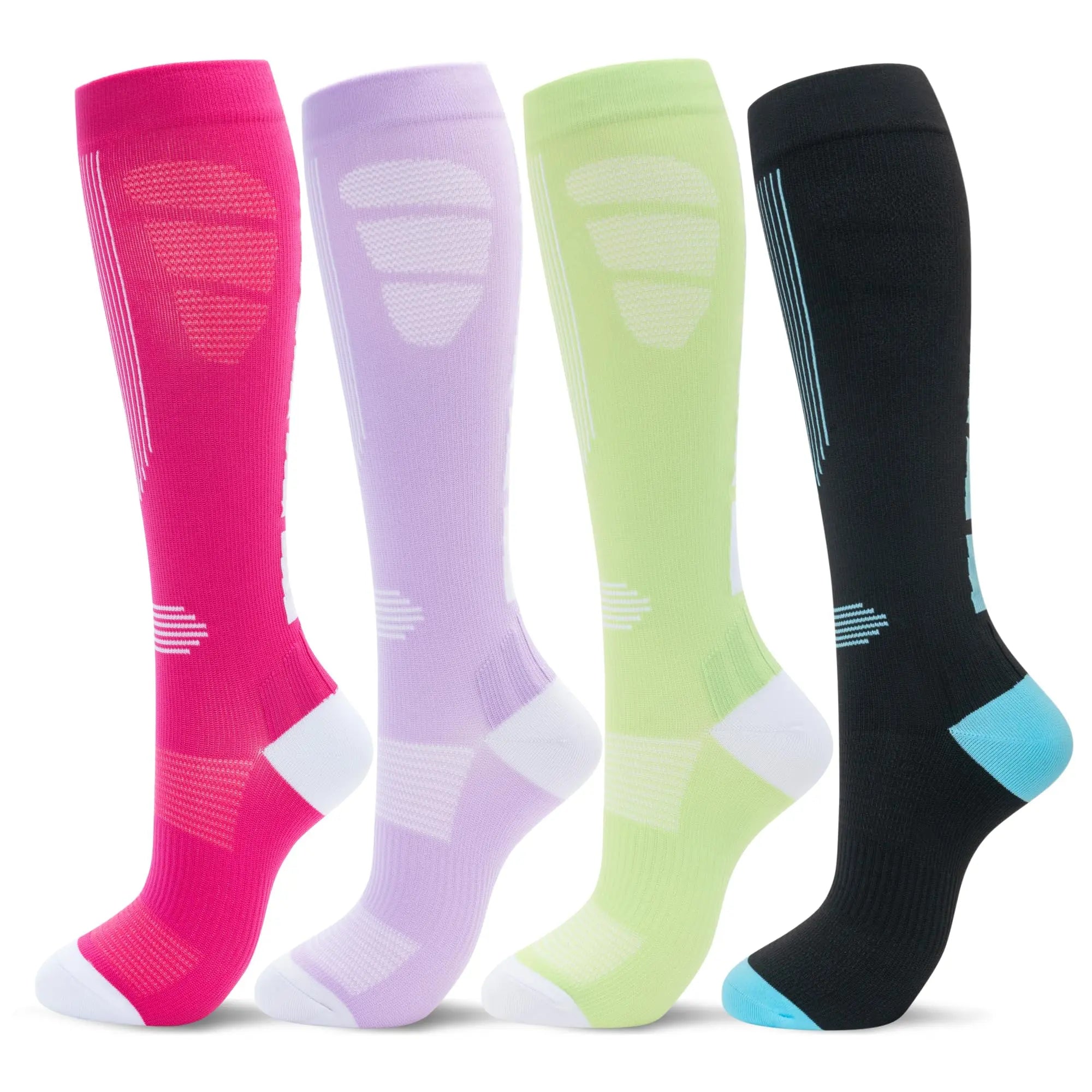 4 Pack Cute Colorful Fruit Compression Socks for Women and Men, 15-20Mmhg Graduated Compression for Running, Hiking, Fitness, Workout Outdoorfun