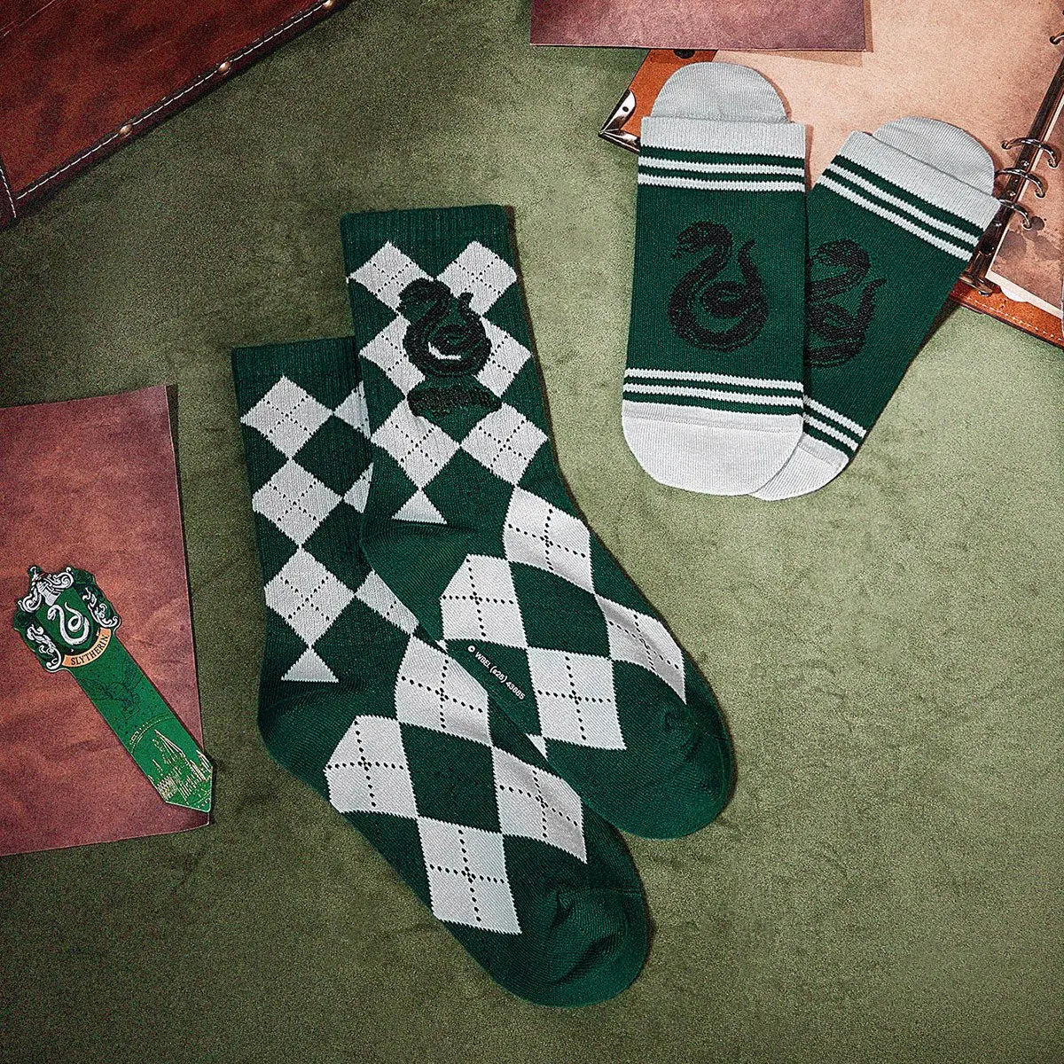 GLOWMODE X Harry Potter 2-Pack Soft Comfy Jacquard Embroidered Anti-Chafing Cotton Blend Crew Socks & Ankle Socks Set Daily Casual