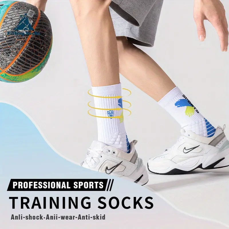 Men'S Preppy Striped Mid-Calf Crew Socks (5 Pairs) - Arch Support, Moisture-Absorbing, Sweat-Wicking, Injury-Preventing, Machine Washable, All-Season Menswear Socks, 2 White Red 2 White Yellow 1 White Blue, All Seasons