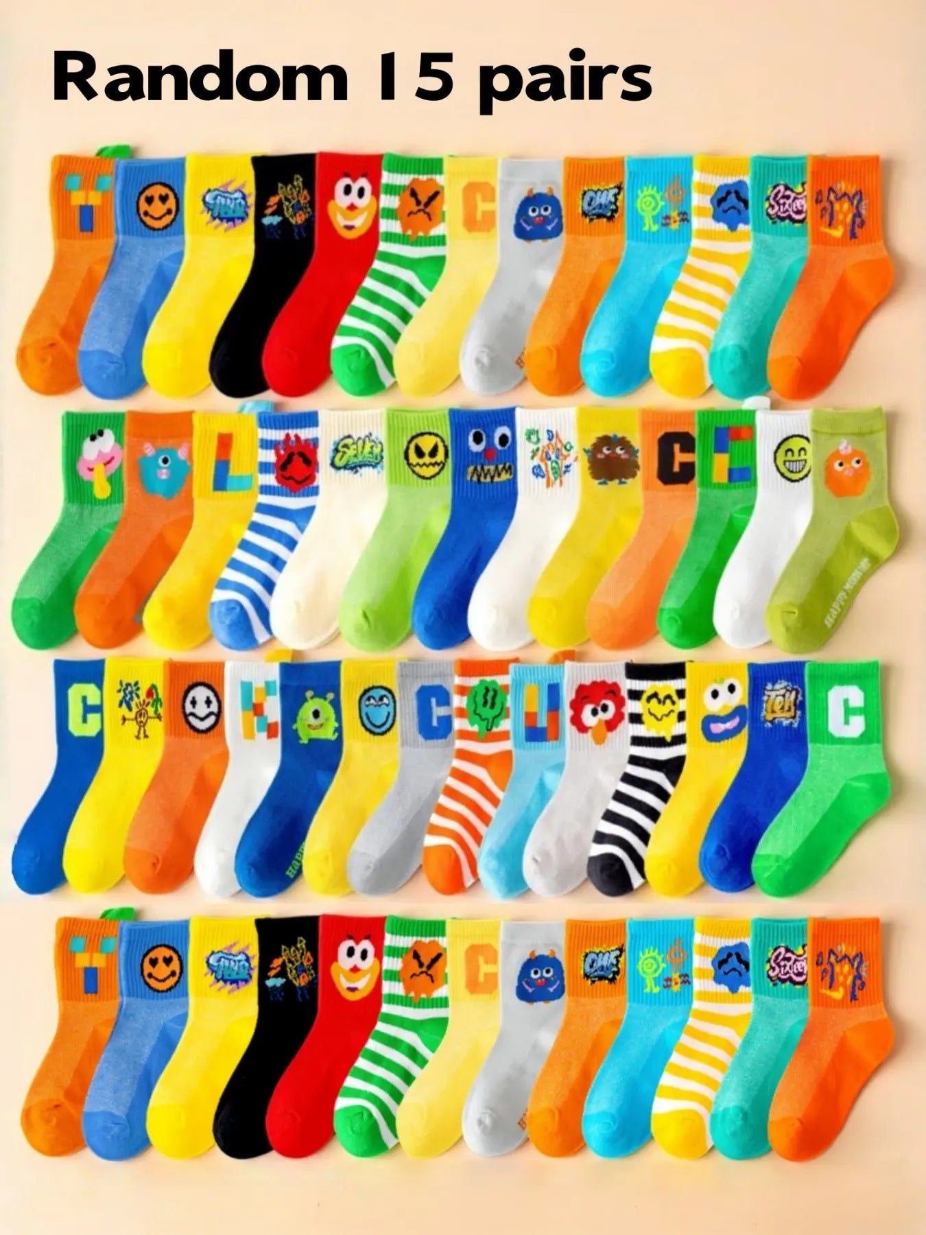 Random 10/15 Pairs Boys' Sports Socks, Elastic Socks, Spring & Fall Breathable Thin Socks, Casual Stylish Socks, Cute Cartoon Children Kids Socks, Comfortable Soft, Holiday Gift