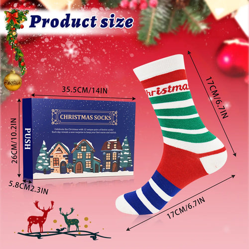 2026 Christmas Gift 12 Days of Christmas Warm Socks for Men – 12 Pairs of Holiday Socks with Christmas Tree, Elk & Snowman Designs, Perfect Christmas Gifts for Grandpa, Holiday Party Gifts, Menswear Style