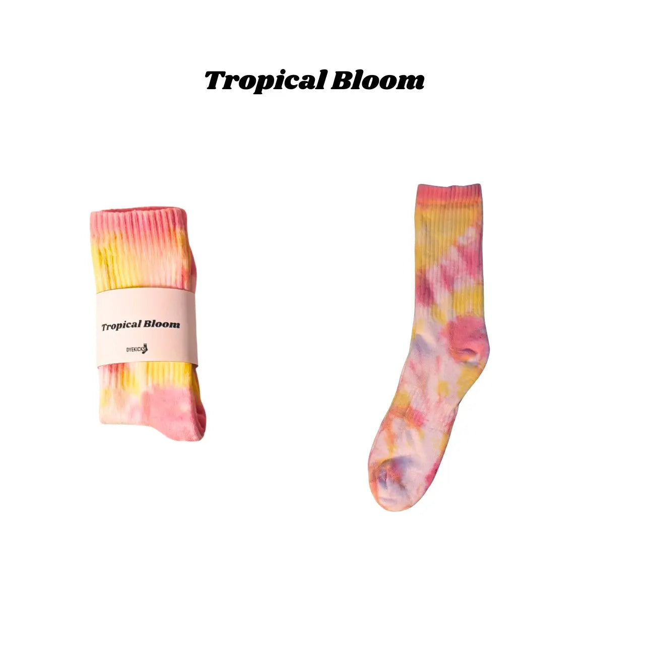 Max Tie-Dye Crew Socks Handmade Colorful & Aesthetic Cotton Socks Tropical Bloom Berry Sorbet Cotton Cloud Sunset Swirl Forest Trail Ocean Fade