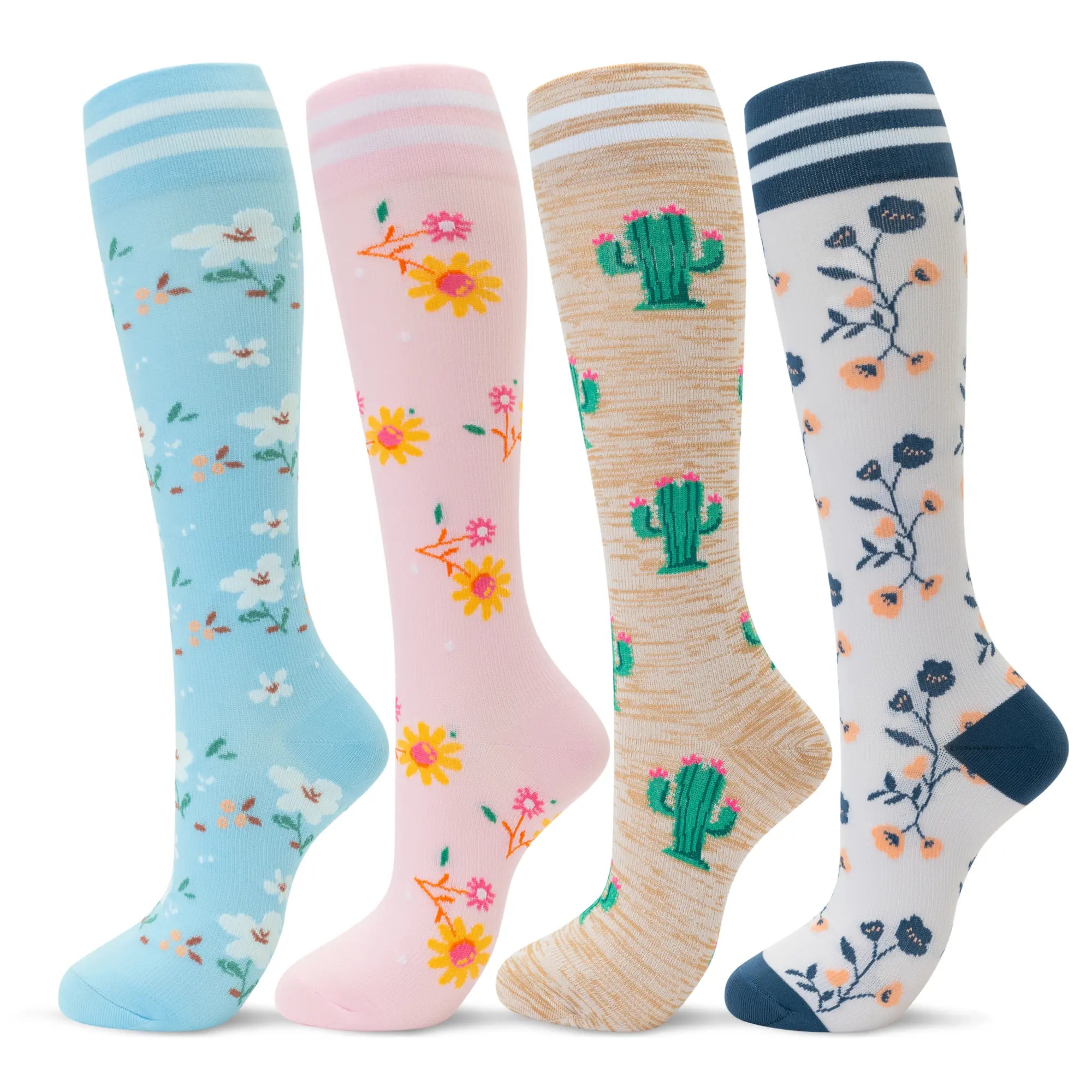 4 Pack Cute Colorful Fruit Compression Socks for Women and Men, 15-20Mmhg Graduated Compression for Running, Hiking, Fitness, Workout Outdoorfun