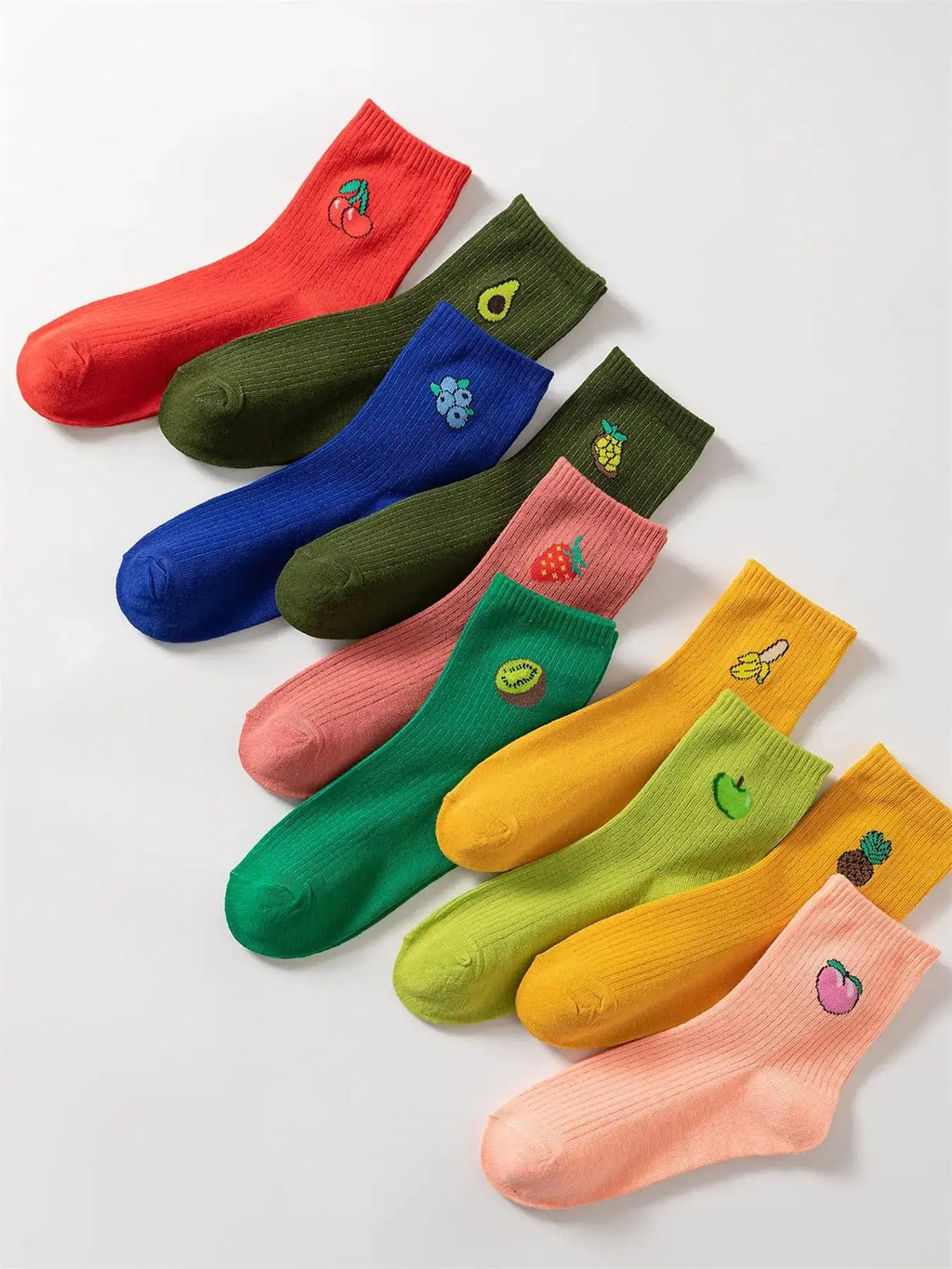 Women'S Cute Fruit Print Crew Socks, Soft Comfy Breathable Mid Tube Socks for Women, Multipack Knitted Socks, Women'S Socks & Hosiery