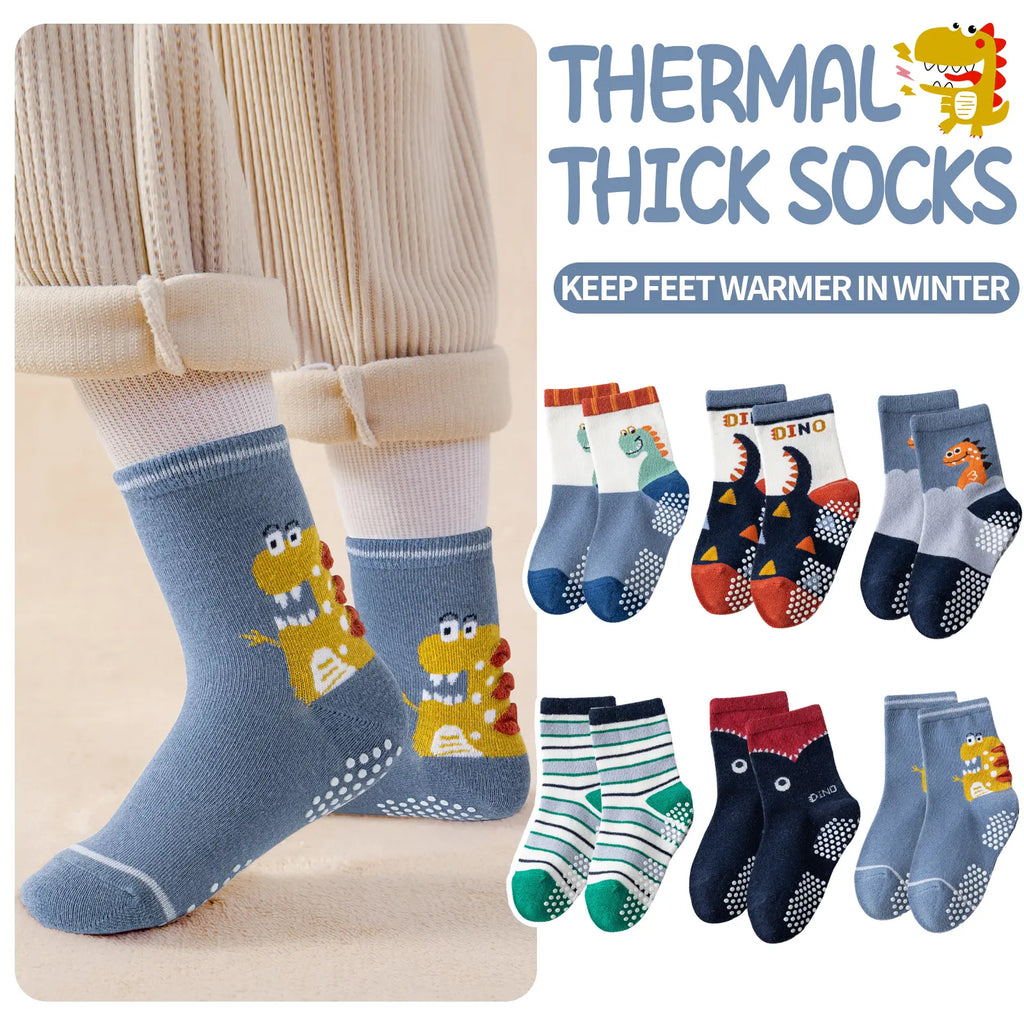 12 Pairs of Baby Boys Grips Socks Kids Toddlers Infants Non Slip/Anti Skid Crew Cotton Socks