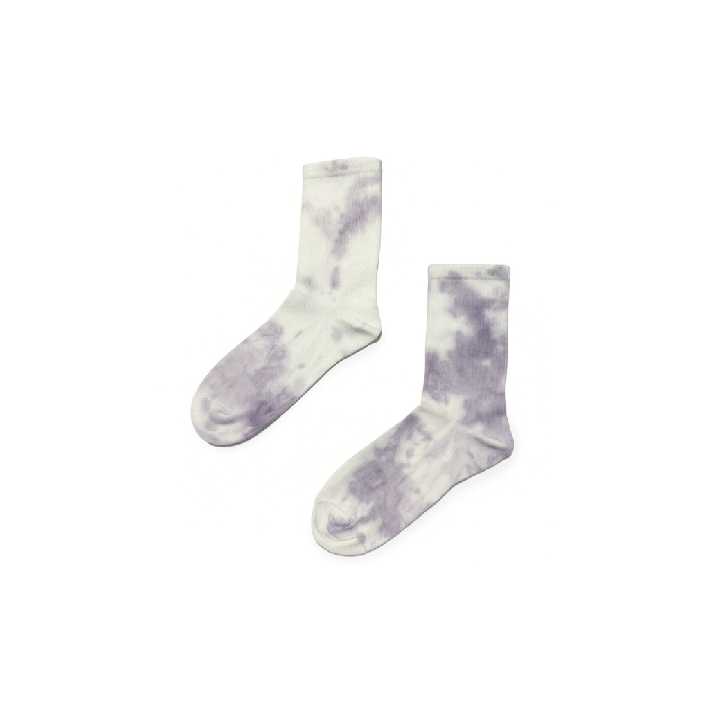 Vibe Socks lavender and white tie-dye crew socks product view