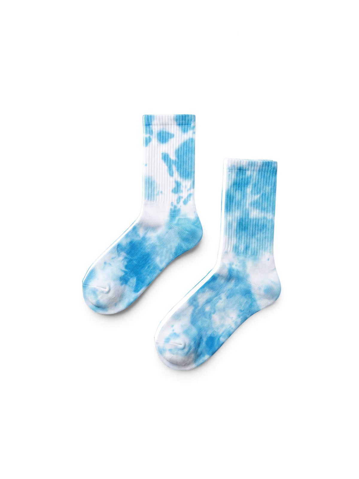 Vibe Socks sky blue and white tie-dye crew socks product view
